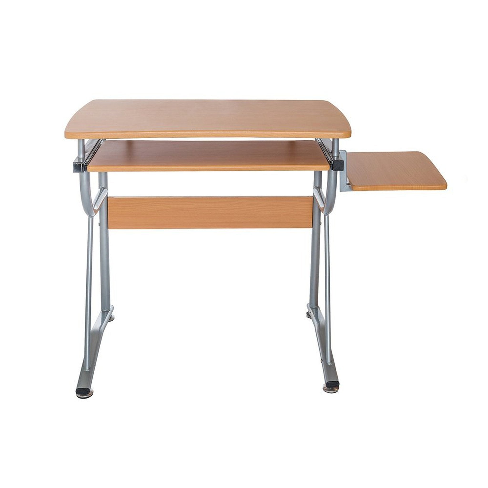 Techni Mobili Compact Computer Desk with Side Shelf and Keyboard Panel, Cherry Techni Mobili