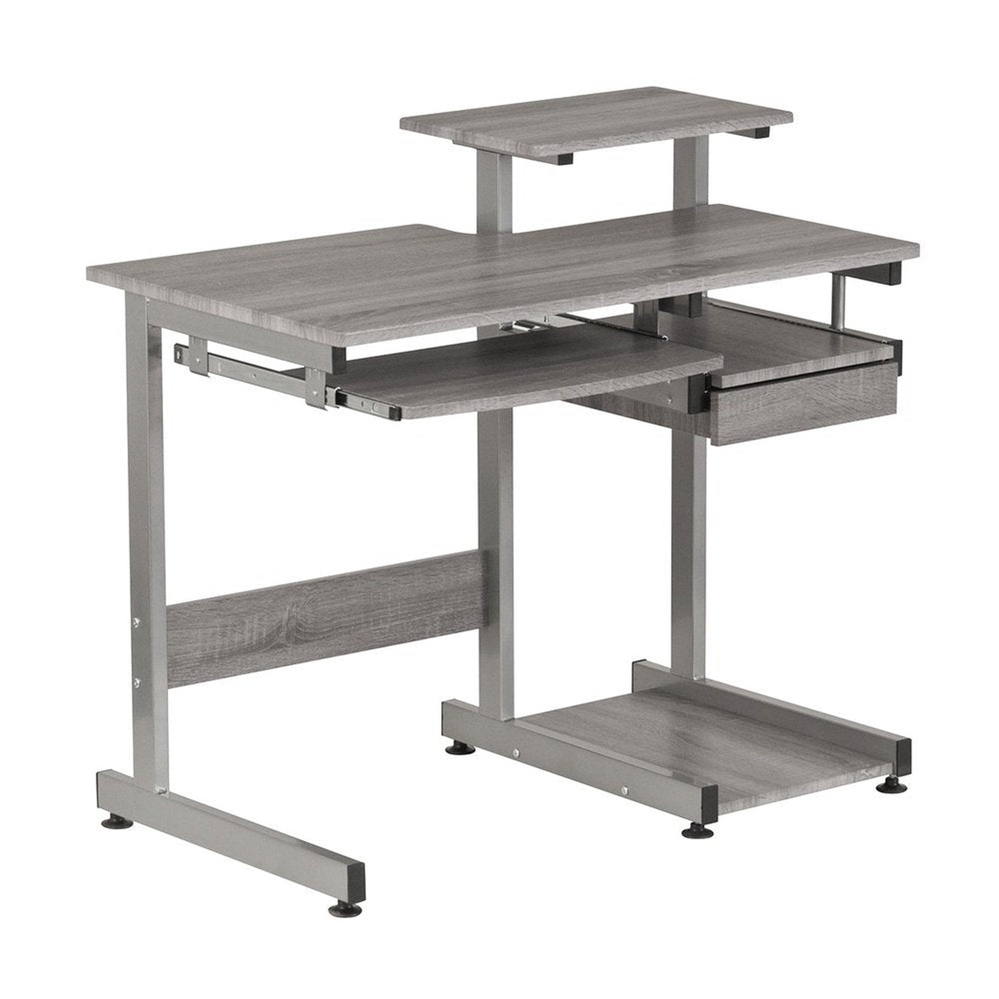 Techni Mobili Complete Computer Workstation Desk, Grey Techni Mobili
