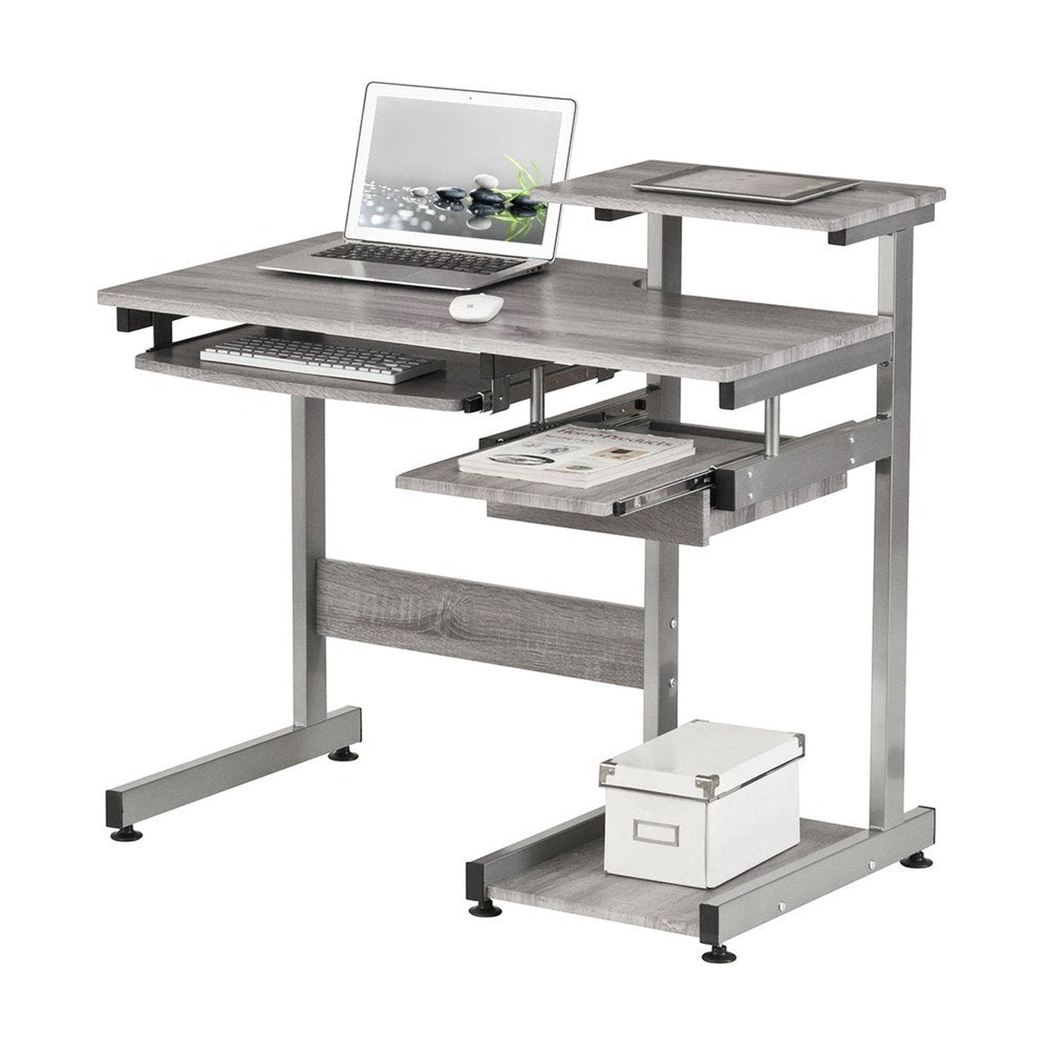 Techni Mobili Complete Computer Workstation Desk, Grey Techni Mobili