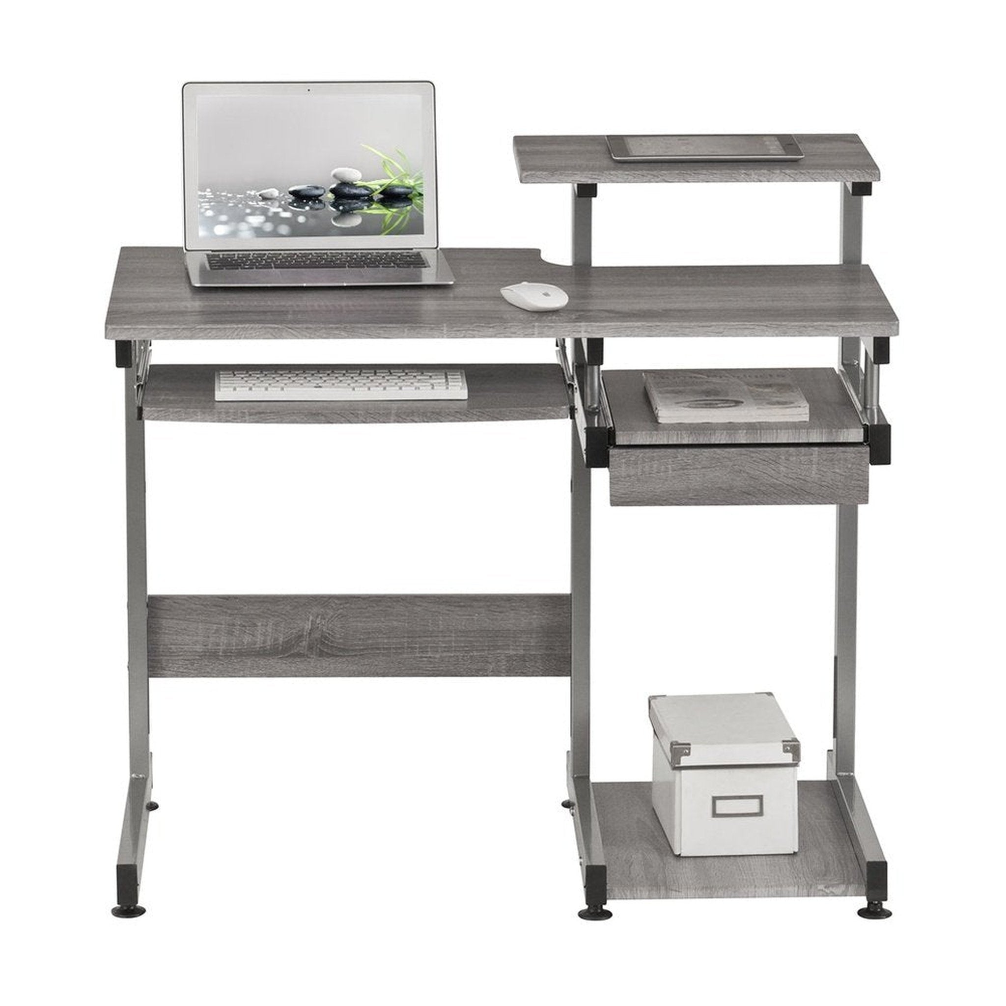 Techni Mobili Complete Computer Workstation Desk, Grey Techni Mobili