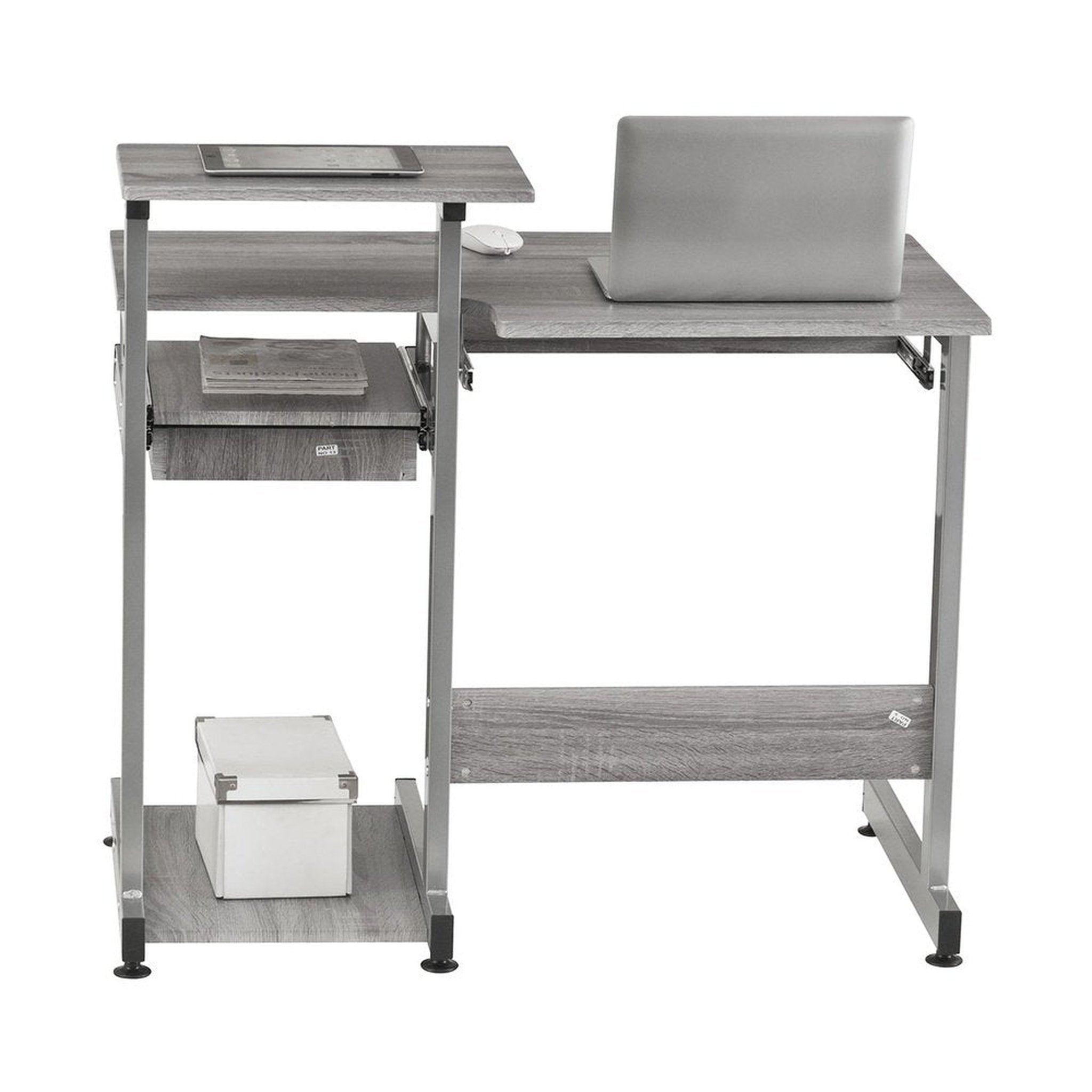 Techni Mobili Complete Computer Workstation Desk, Grey Techni Mobili