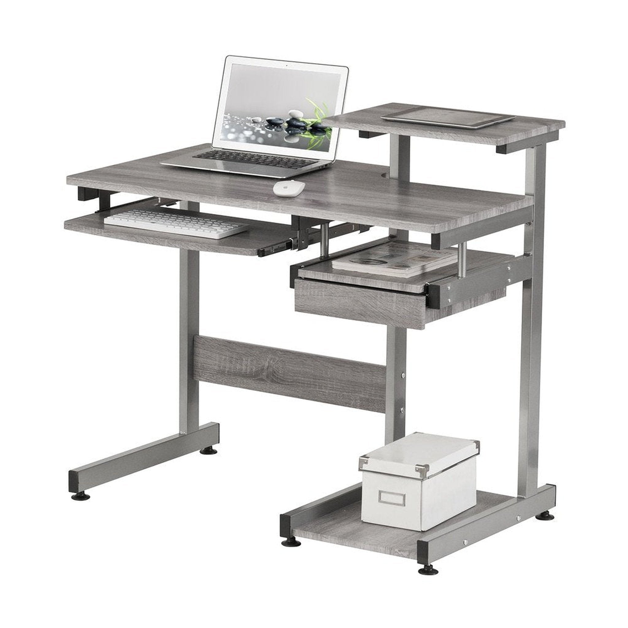 Techni Mobili Complete Computer Workstation Desk, Grey Techni Mobili