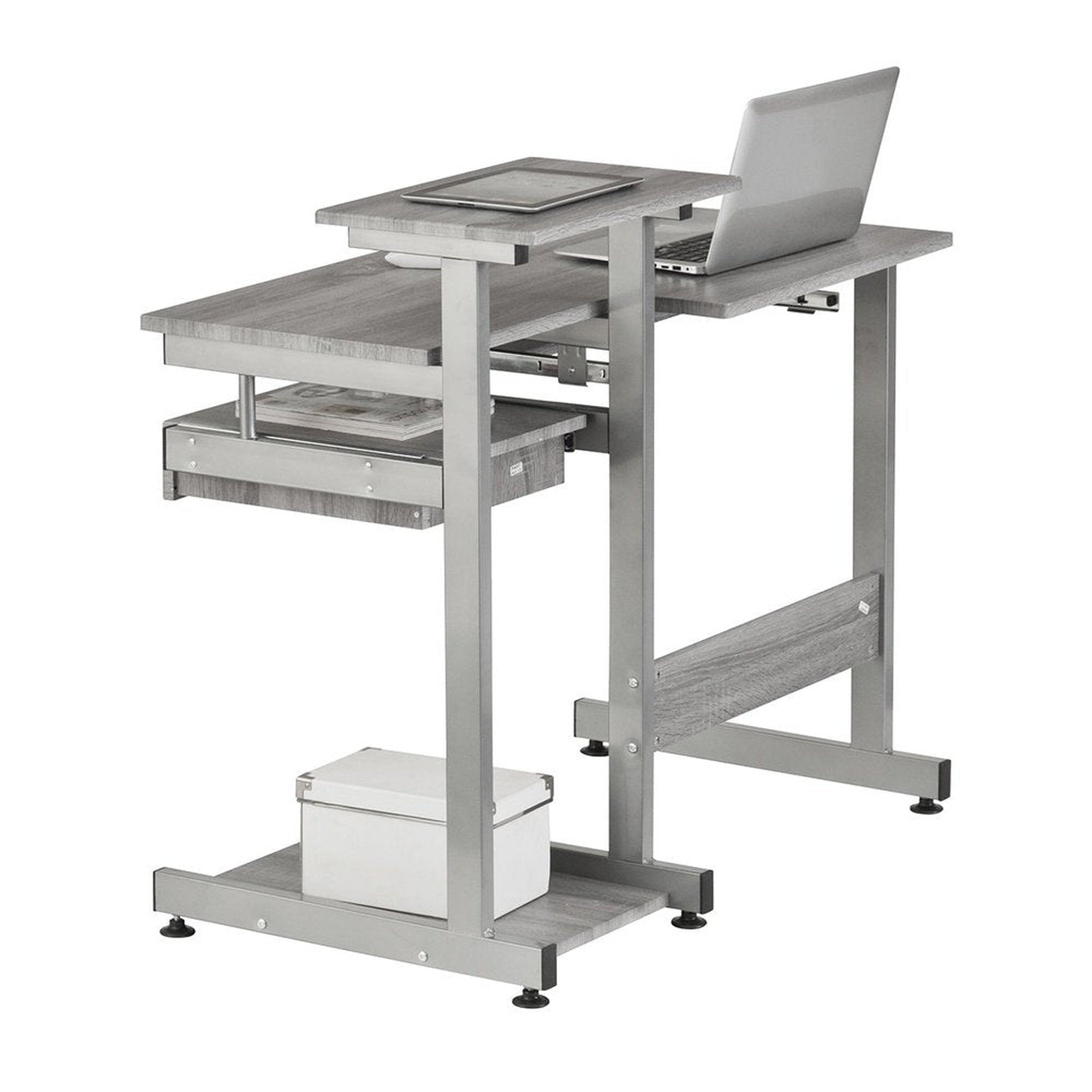 Techni Mobili Complete Computer Workstation Desk, Grey Techni Mobili