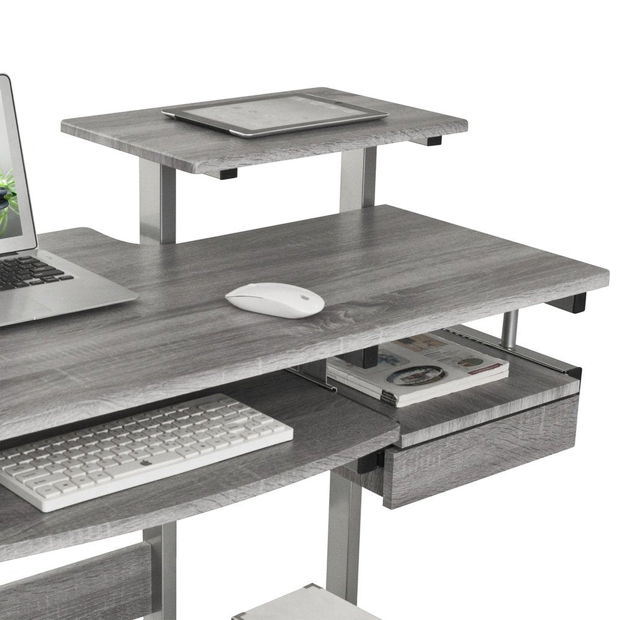 Techni Mobili Complete Computer Workstation Desk, Grey Techni Mobili