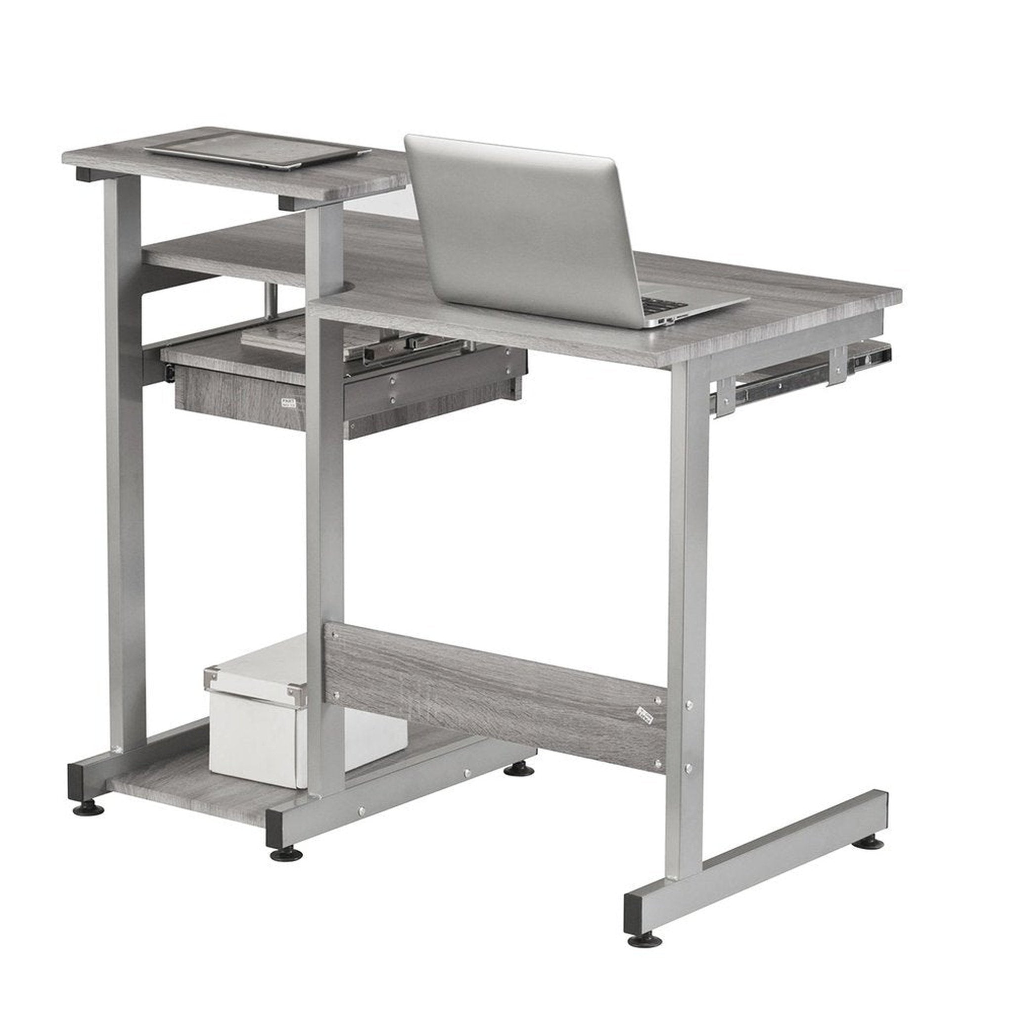 Techni Mobili Complete Computer Workstation Desk, Grey Techni Mobili