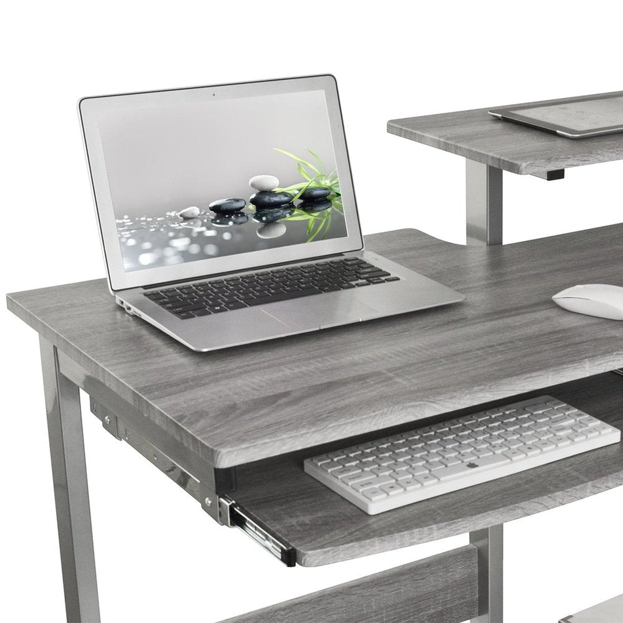 Techni Mobili Complete Computer Workstation Desk, Grey Techni Mobili
