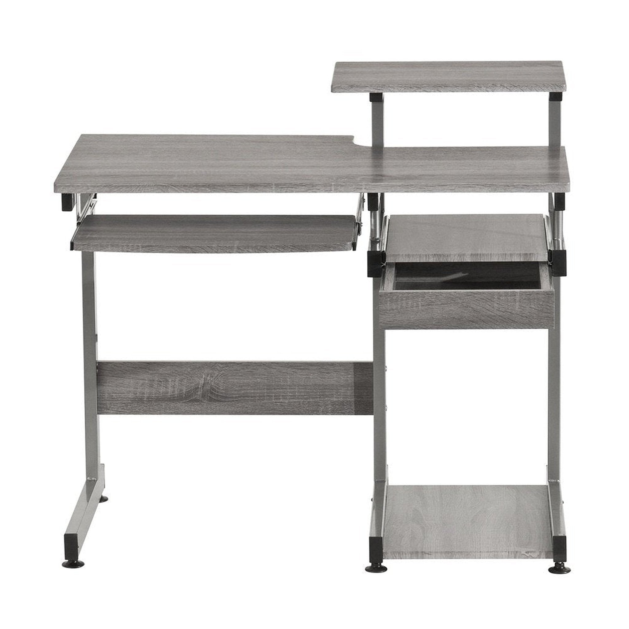 Techni Mobili Complete Computer Workstation Desk, Grey Techni Mobili