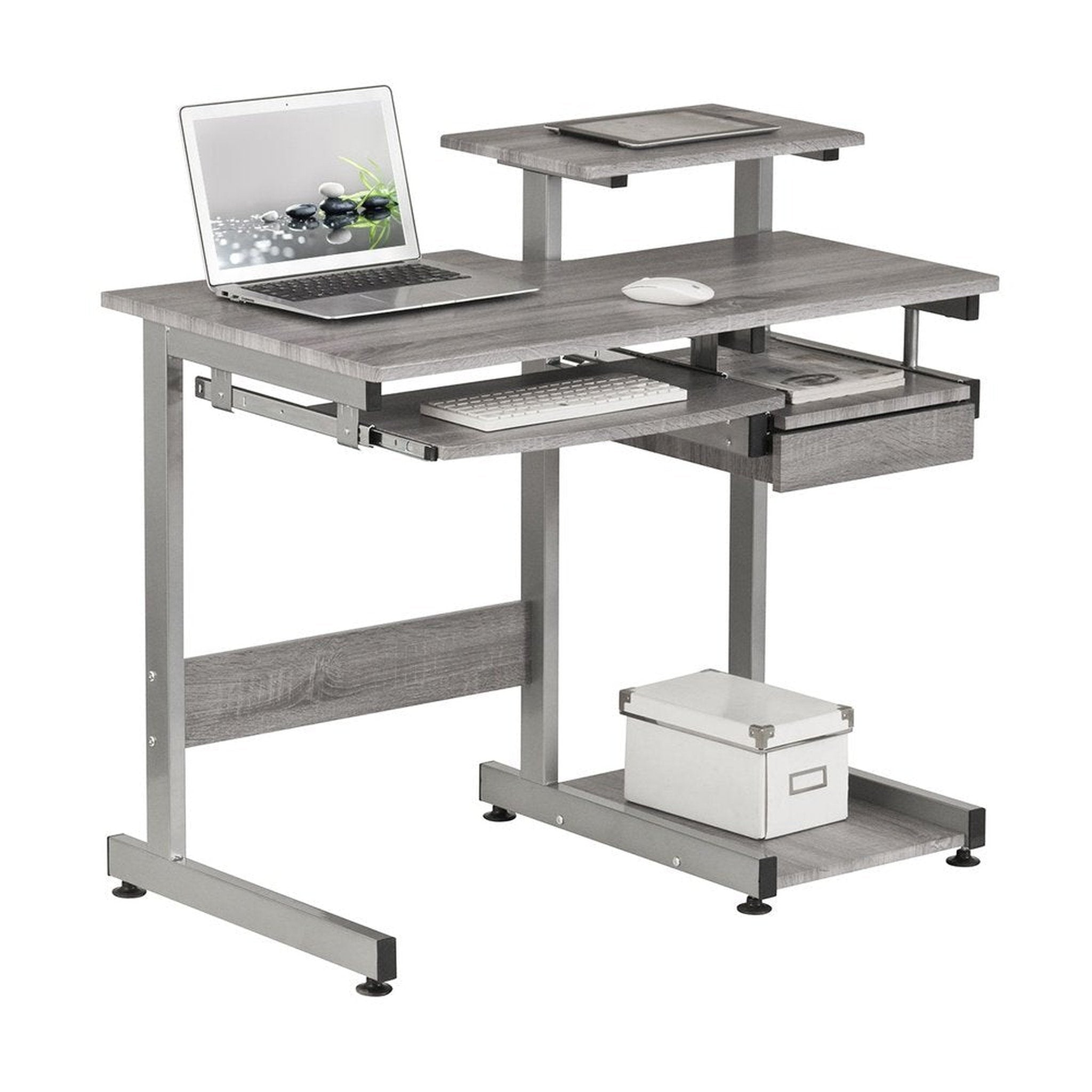 Techni Mobili Complete Computer Workstation Desk, Grey Techni Mobili