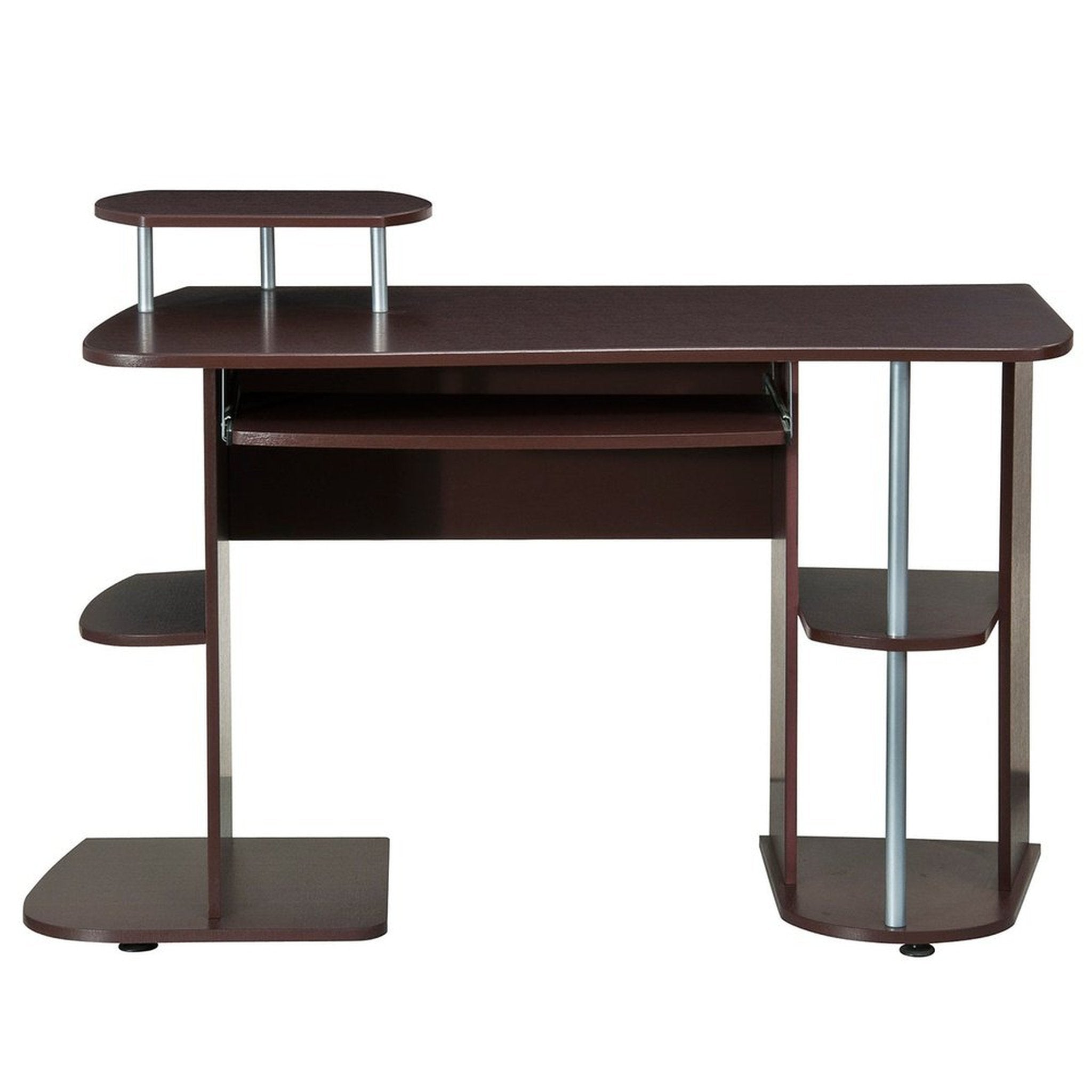 Techni Mobili Complete Computer Workstation Desk With Storage, Chocolate Techni Mobili