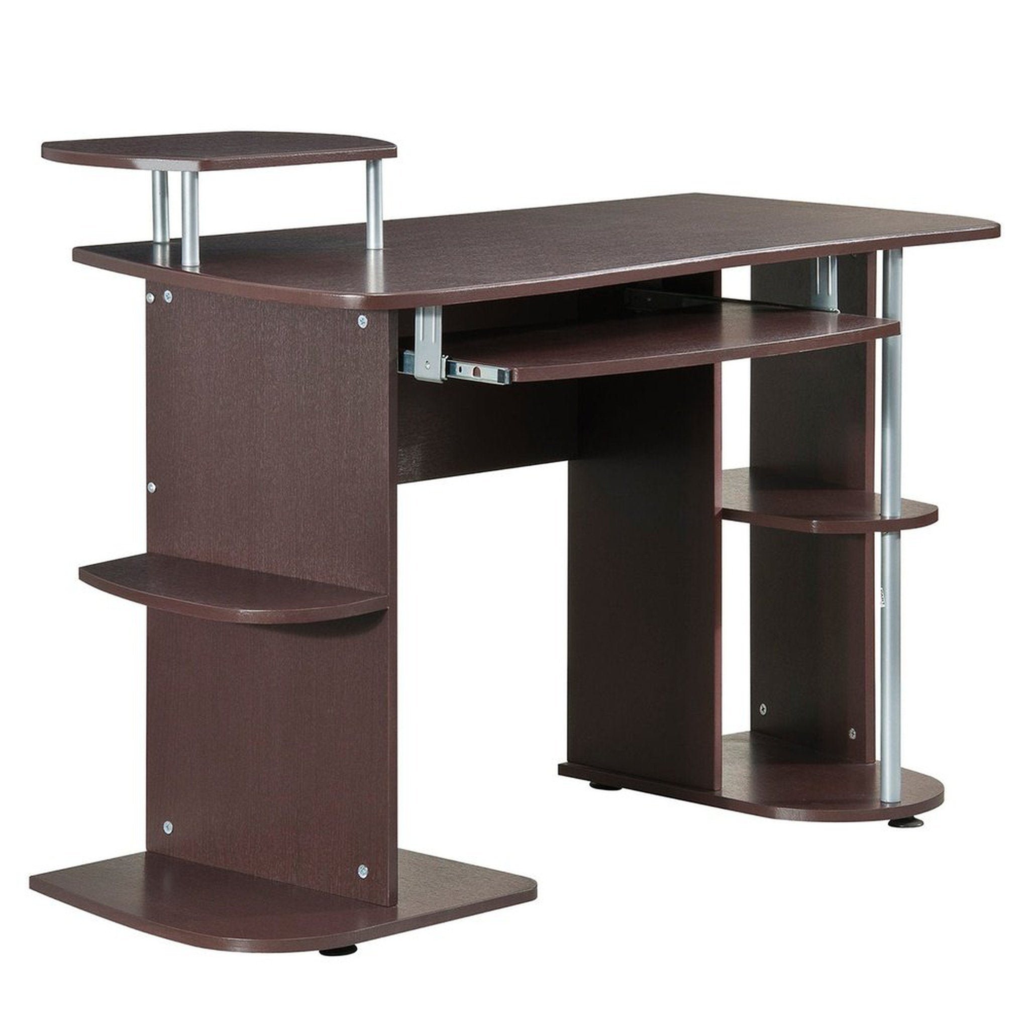 Techni Mobili Complete Computer Workstation Desk With Storage, Chocolate Techni Mobili