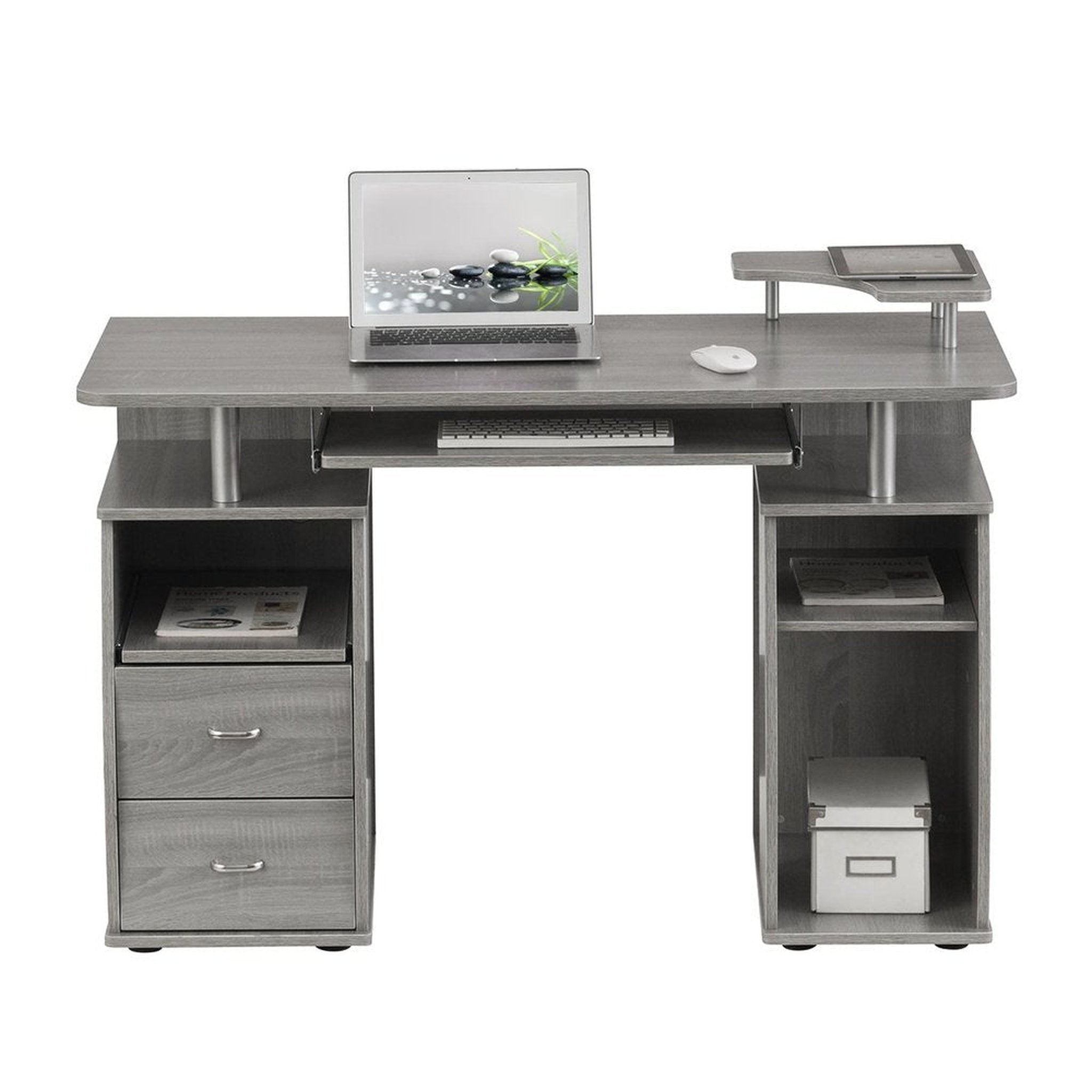 Techni Mobili Complete Computer Workstation Desk With Storage, Grey Techni Mobili