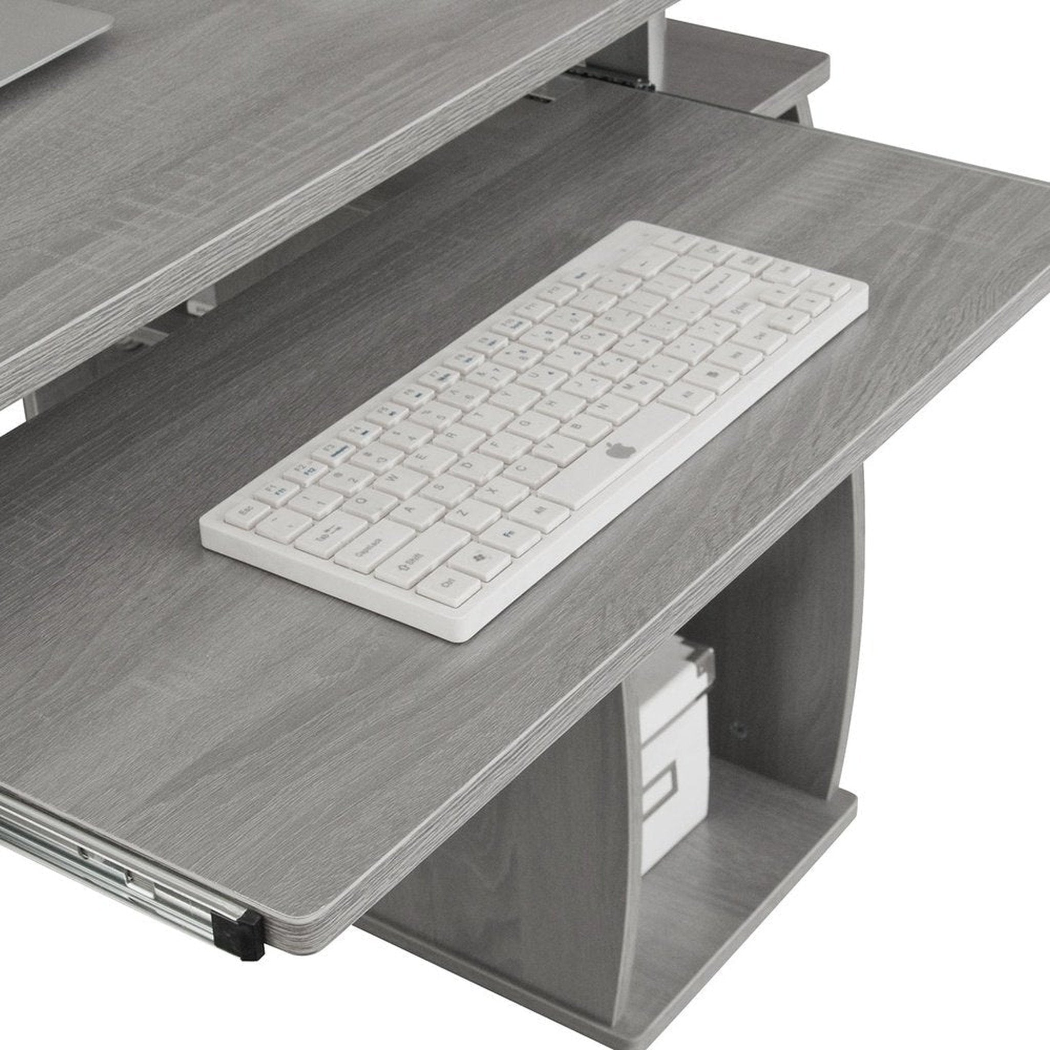 Techni Mobili Complete Computer Workstation Desk With Storage, Grey Techni Mobili