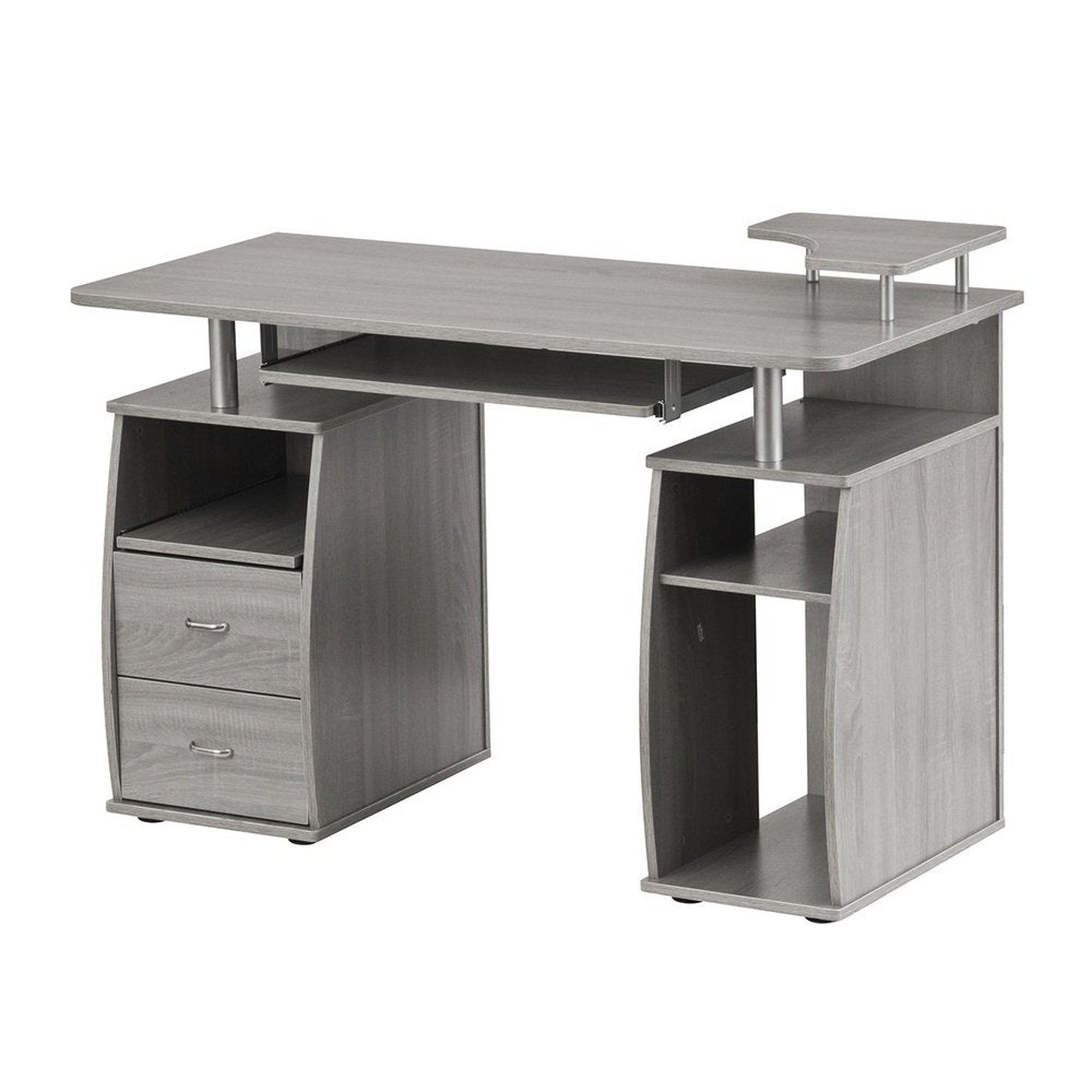 Techni Mobili Complete Computer Workstation Desk With Storage, Grey Techni Mobili