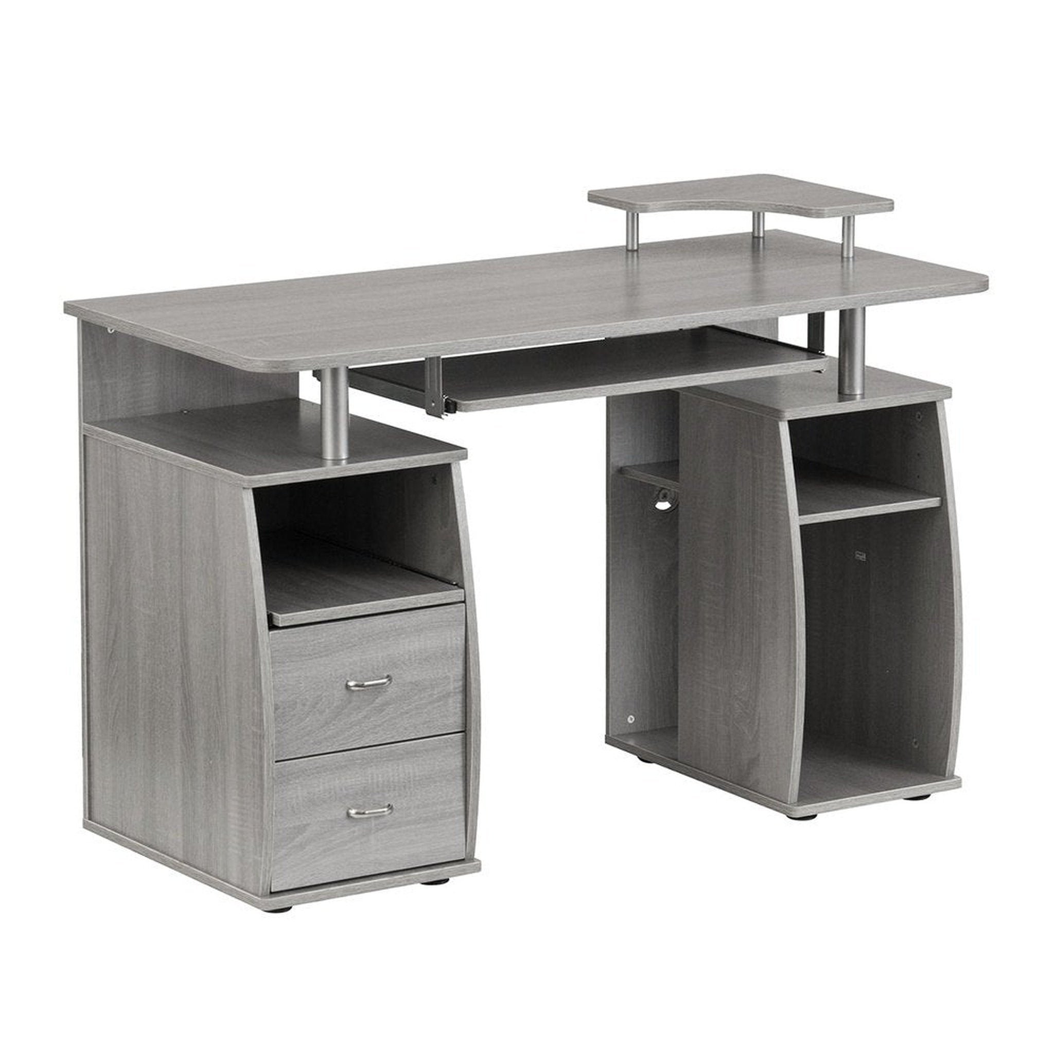 Techni Mobili Complete Computer Workstation Desk With Storage, Grey Techni Mobili