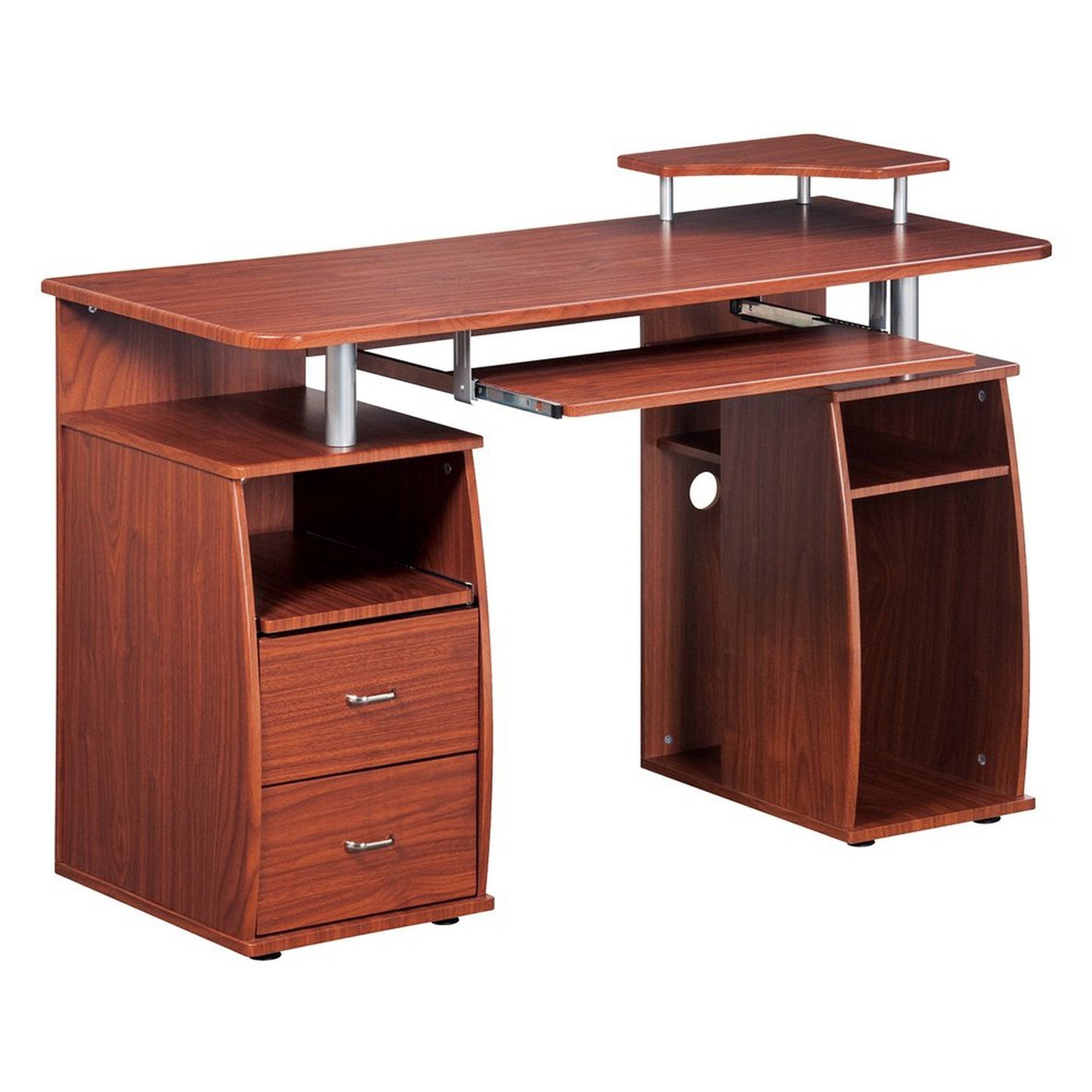 Techni Mobili Complete Computer Workstation Desk With Storage, Mahogany Techni Mobili