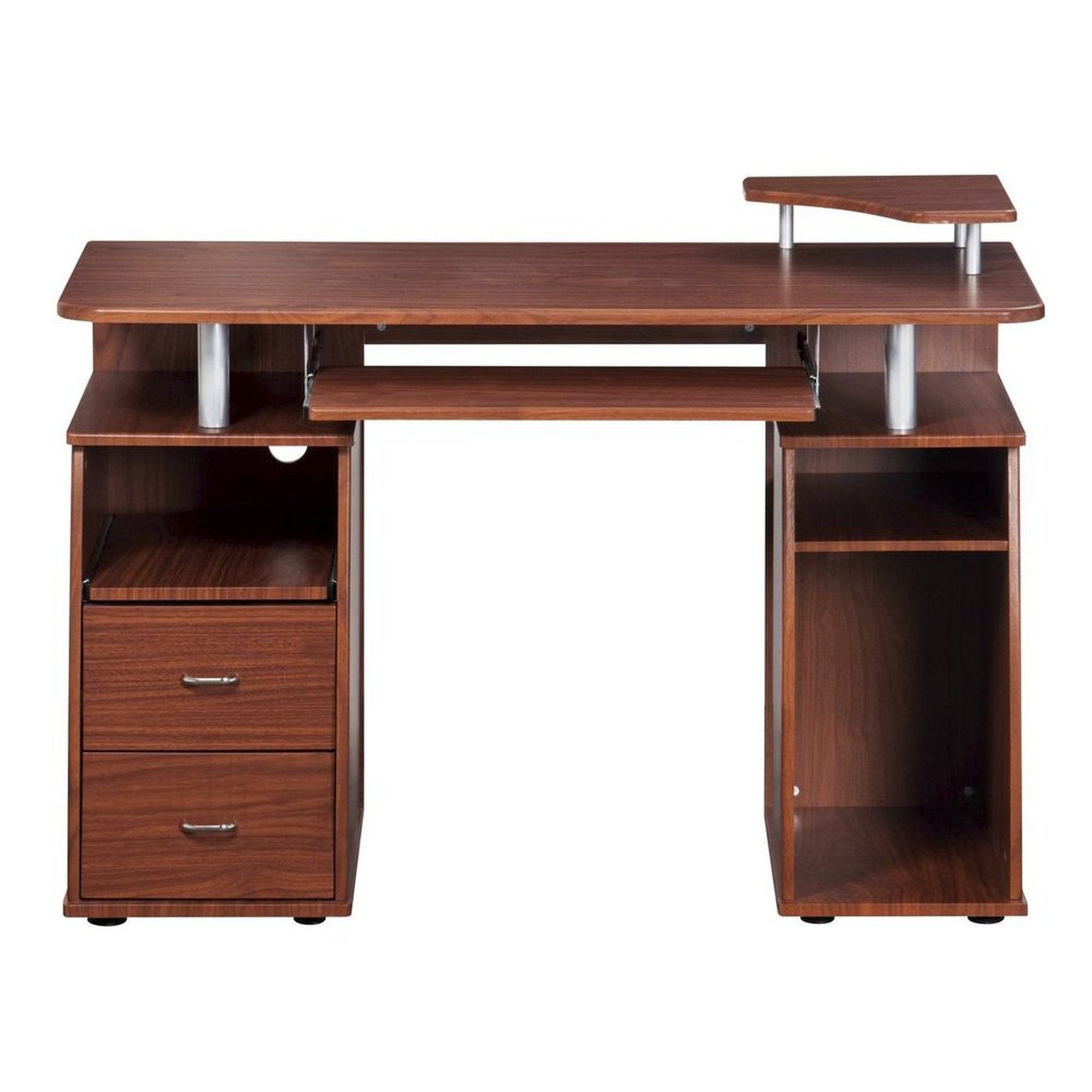 Techni Mobili Complete Computer Workstation Desk With Storage, Mahogany Techni Mobili