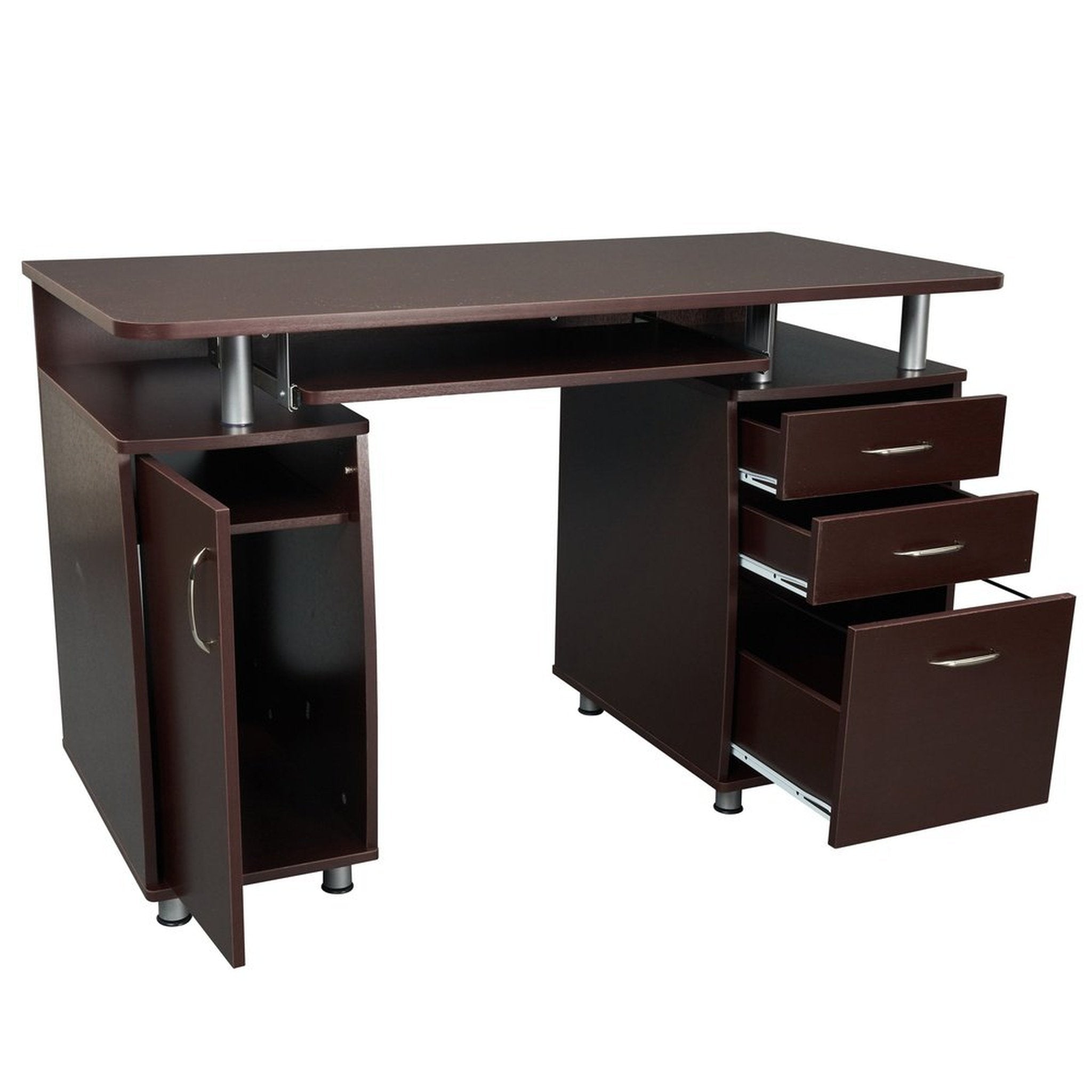 Techni Mobili Complete Workstation Computer Desk with Storage, Chocolate Techni Mobili