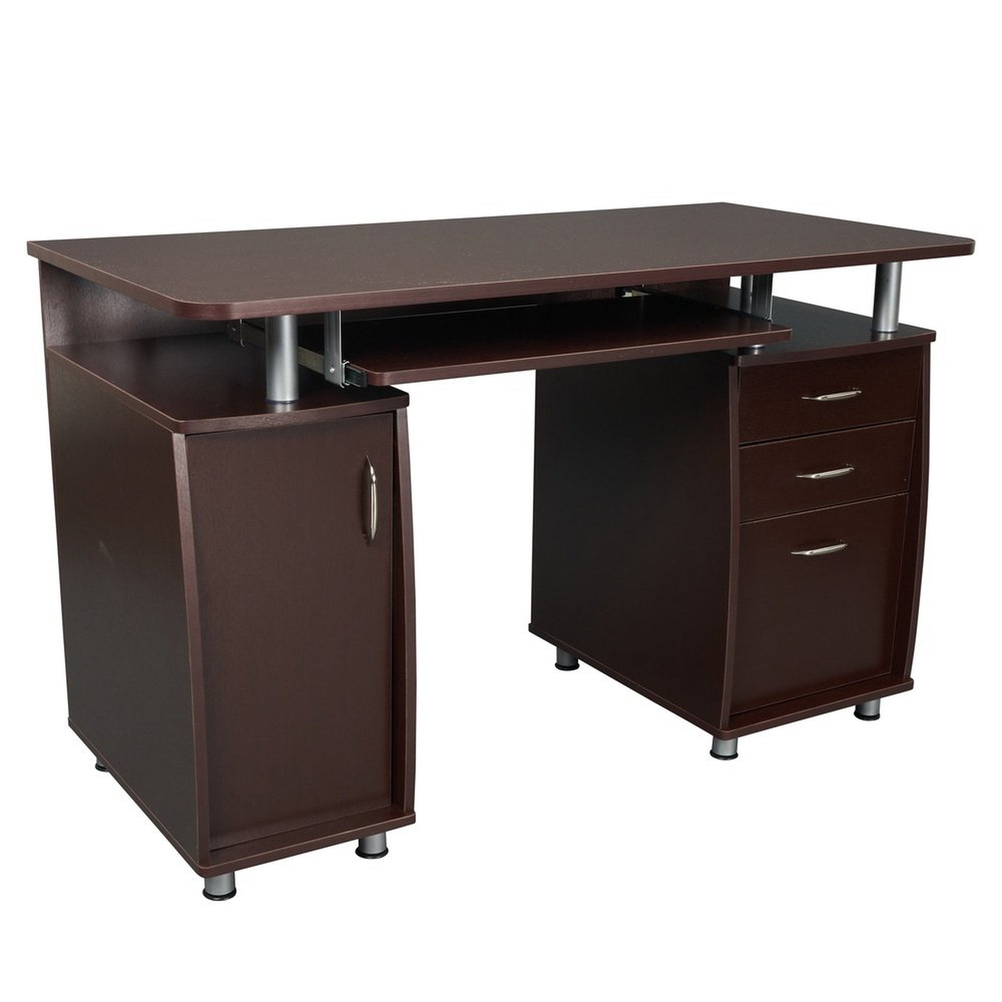 Techni Mobili Complete Workstation Computer Desk with Storage, Chocolate Techni Mobili
