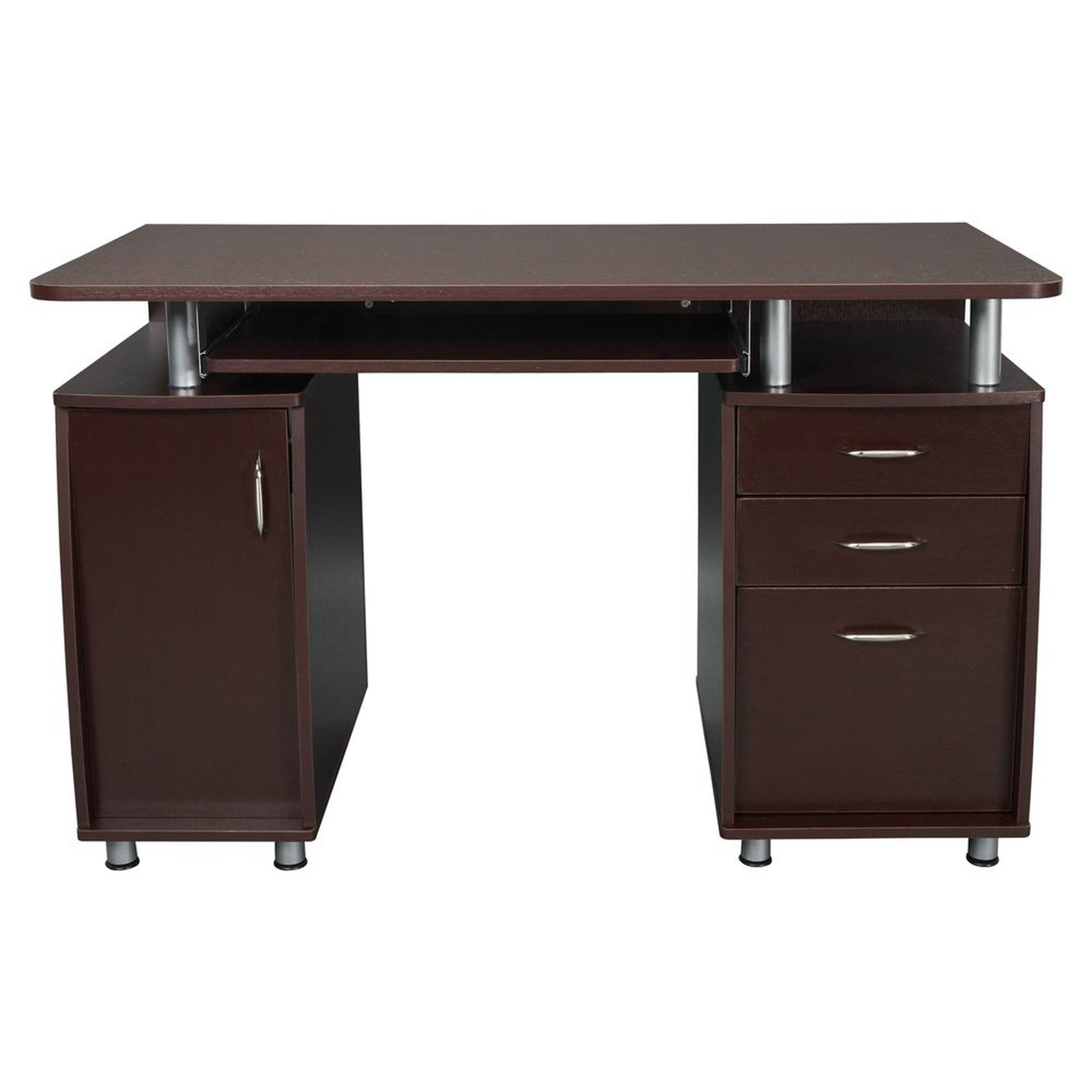 Techni Mobili Complete Workstation Computer Desk with Storage, Chocolate Techni Mobili