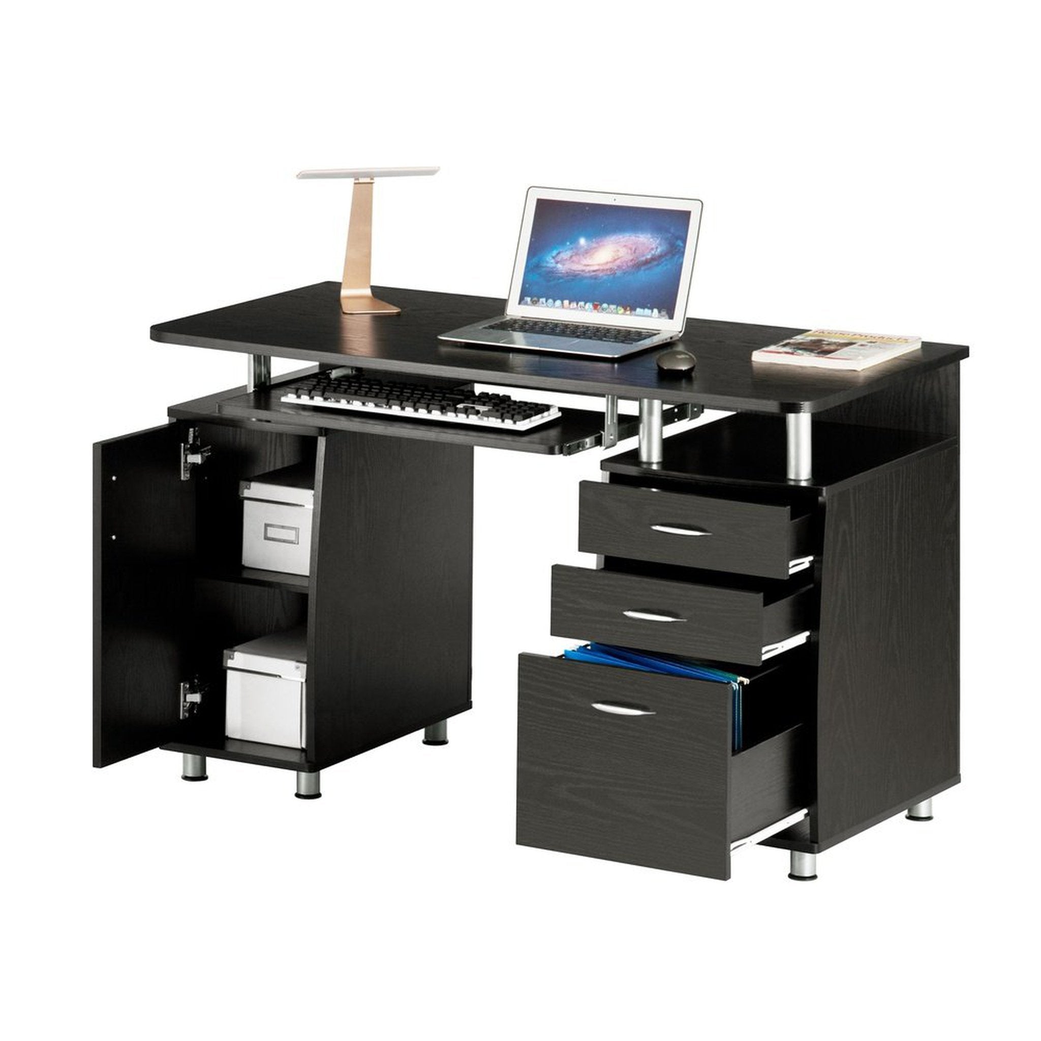 Techni Mobili Complete Workstation Computer Desk with Storage, Espresso Techni Mobili