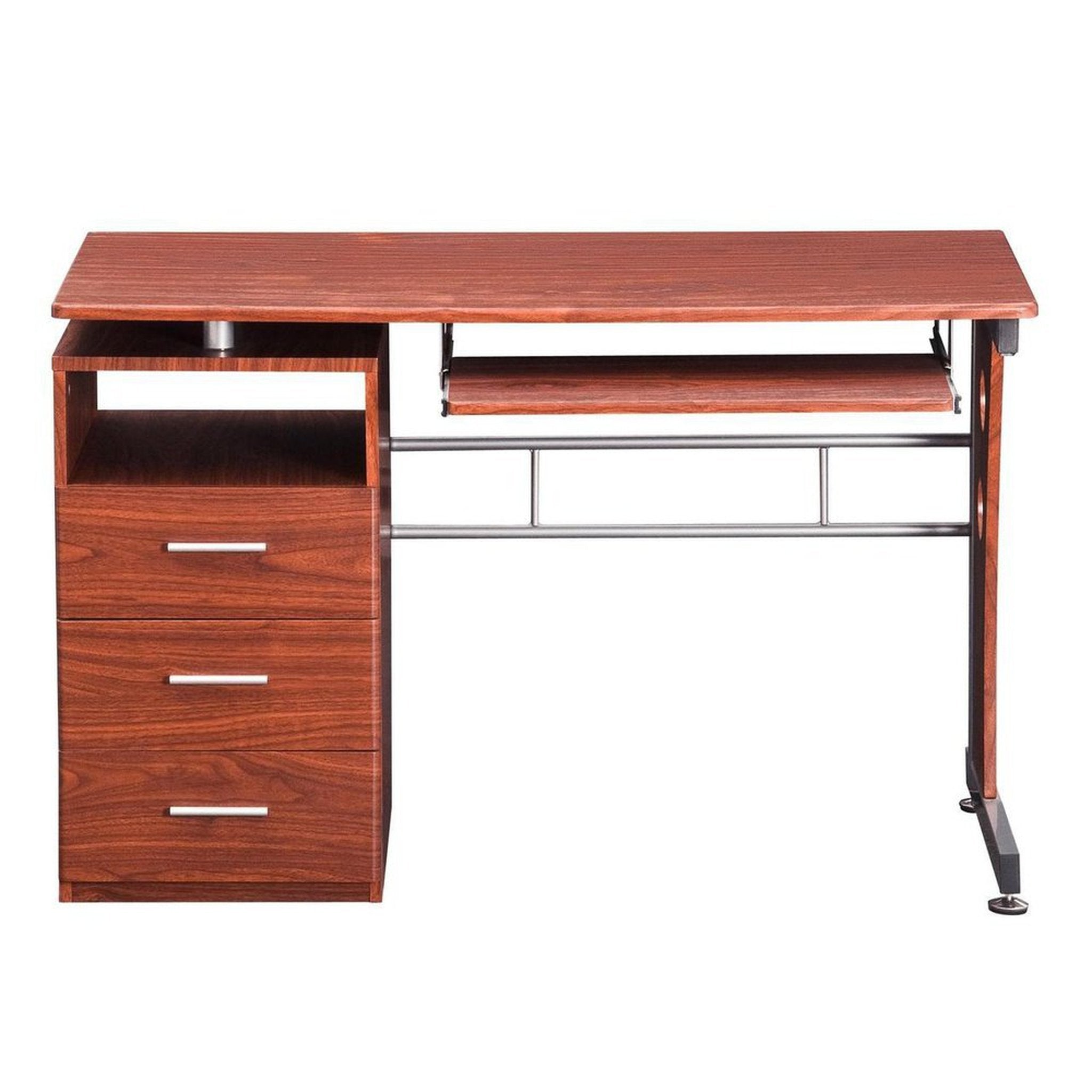 Techni Mobili Computer Desk with Ample Storage, Mahogany Techni Mobili