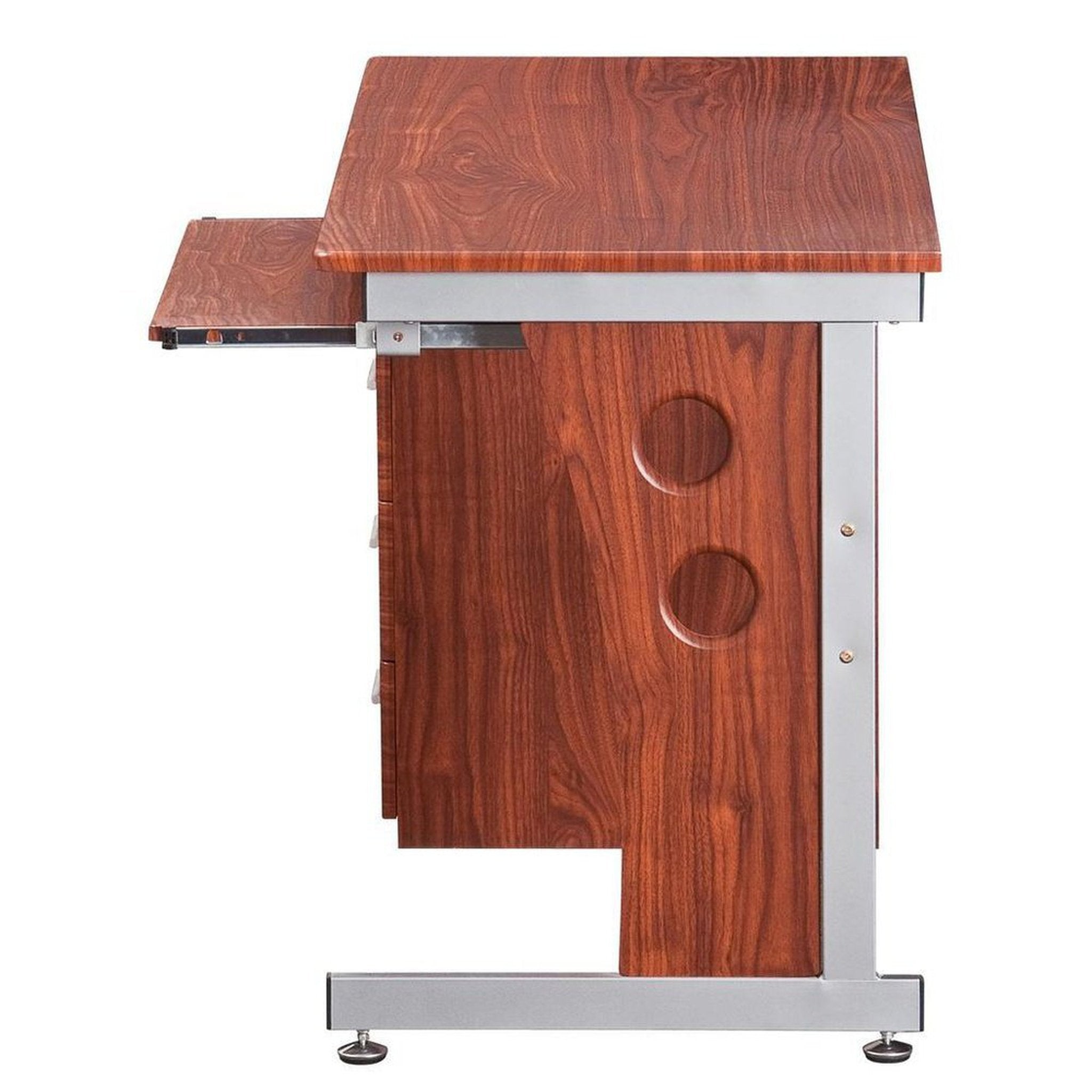 Techni Mobili Computer Desk with Ample Storage, Mahogany Techni Mobili