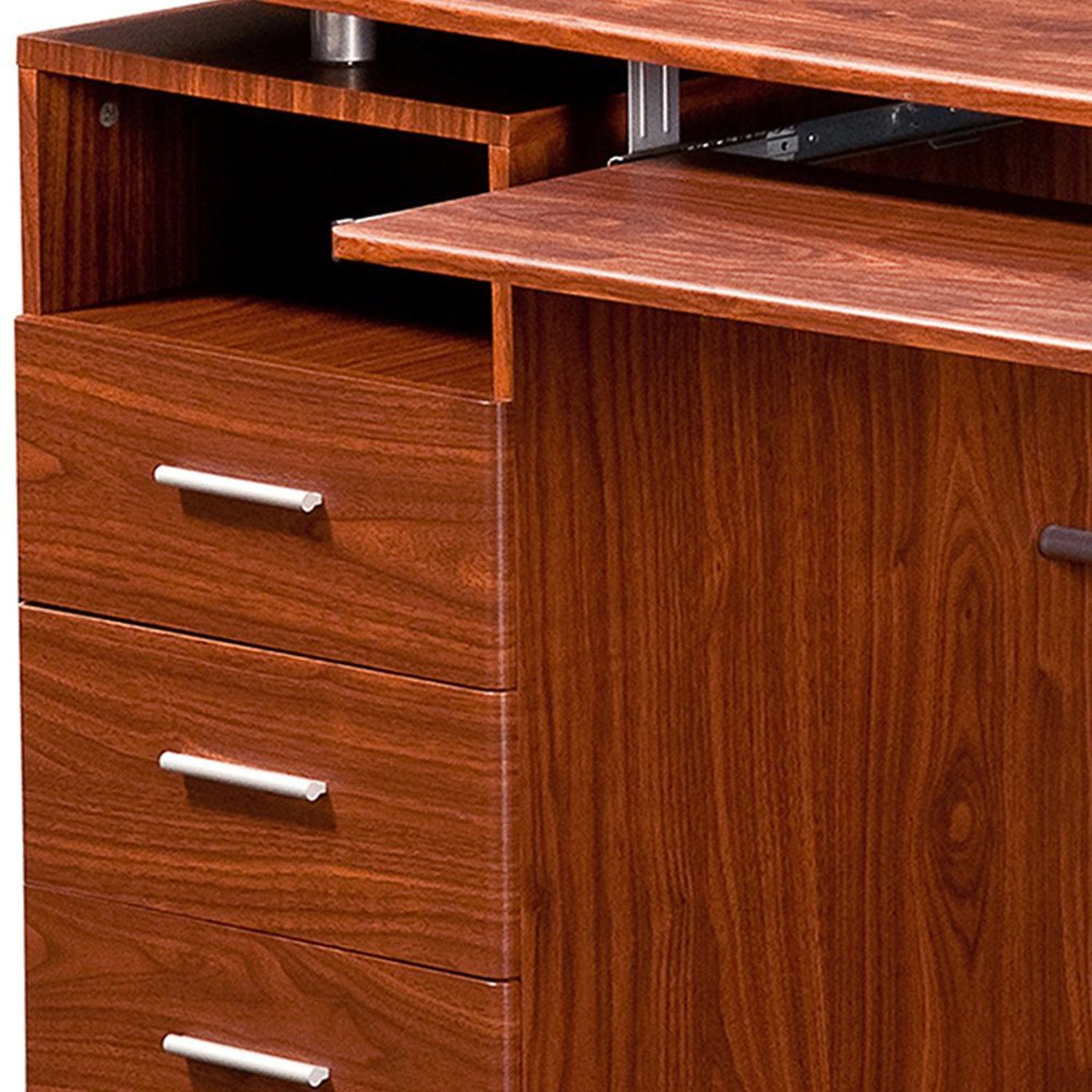 Techni Mobili Computer Desk with Ample Storage, Mahogany Techni Mobili
