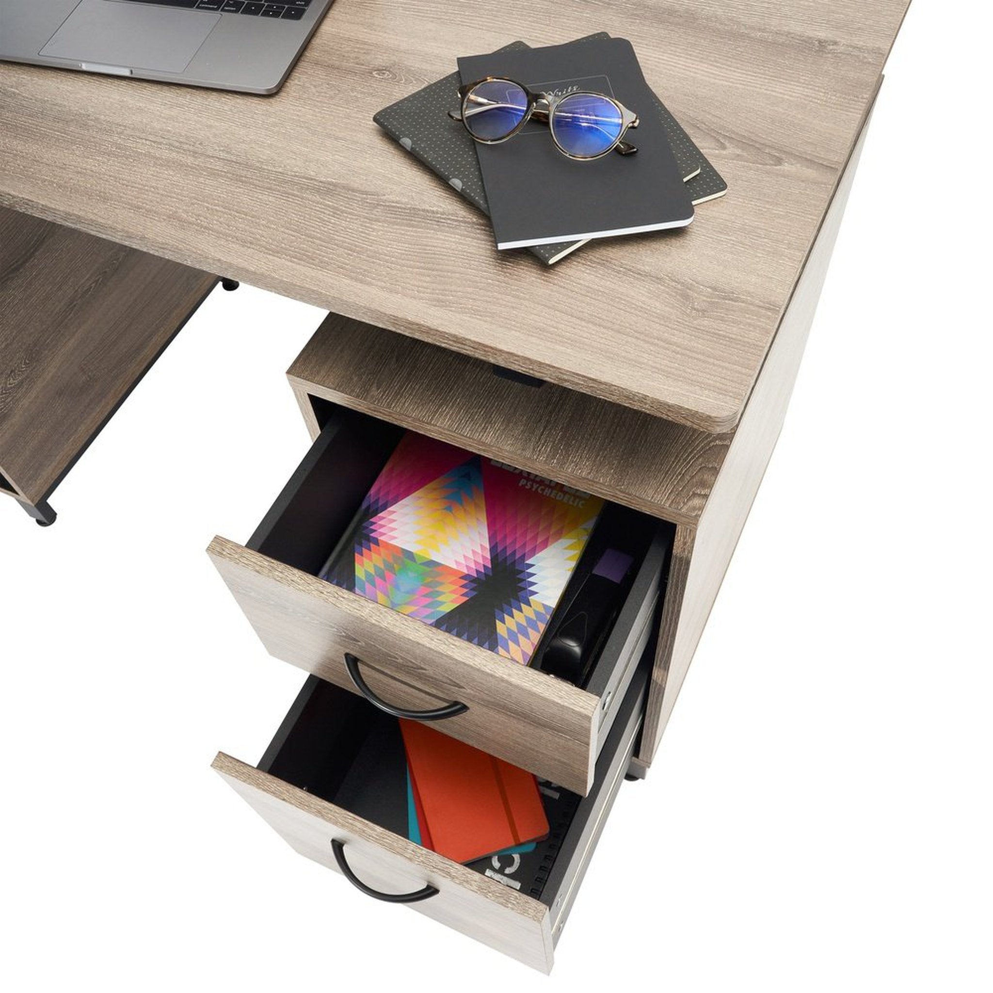 Techni Mobili Computer Desk with Storage, Grey Techni Mobili