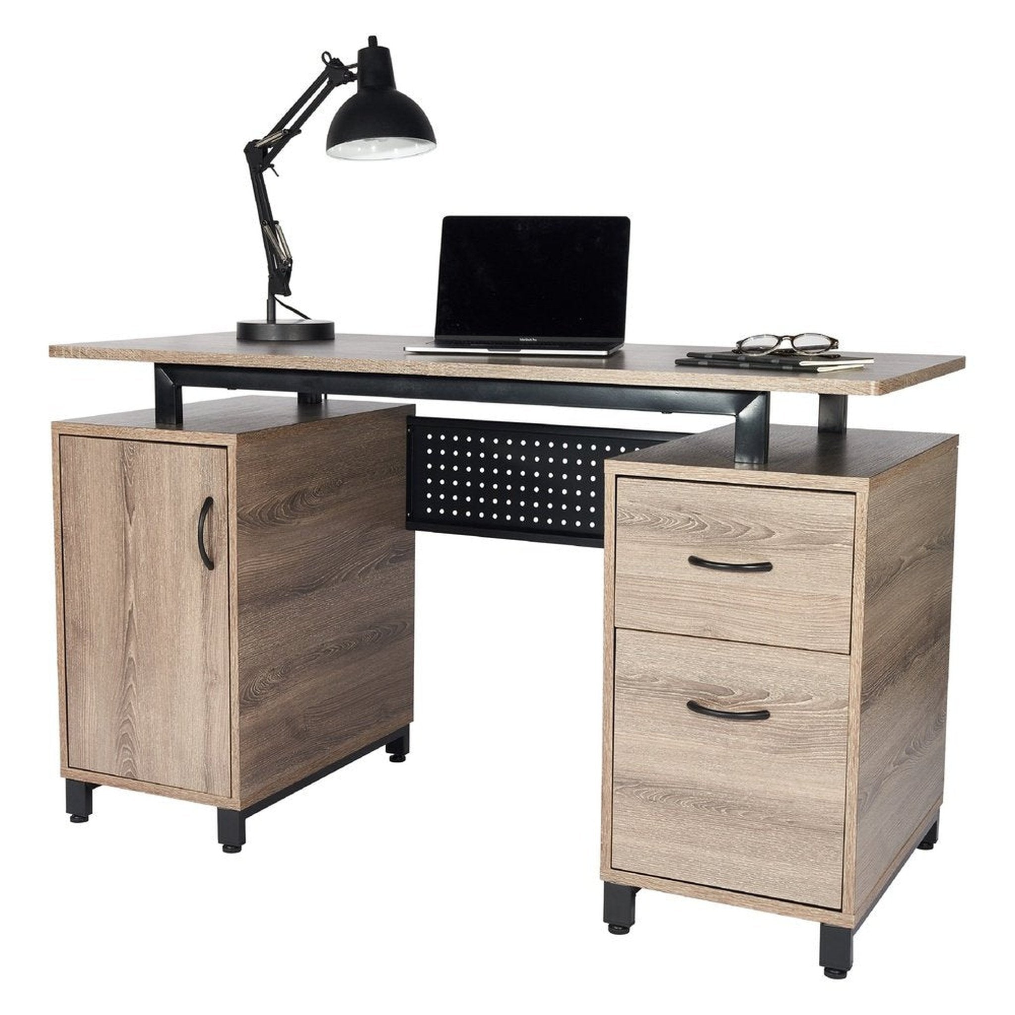 Techni Mobili Computer Desk with Storage, Grey Techni Mobili