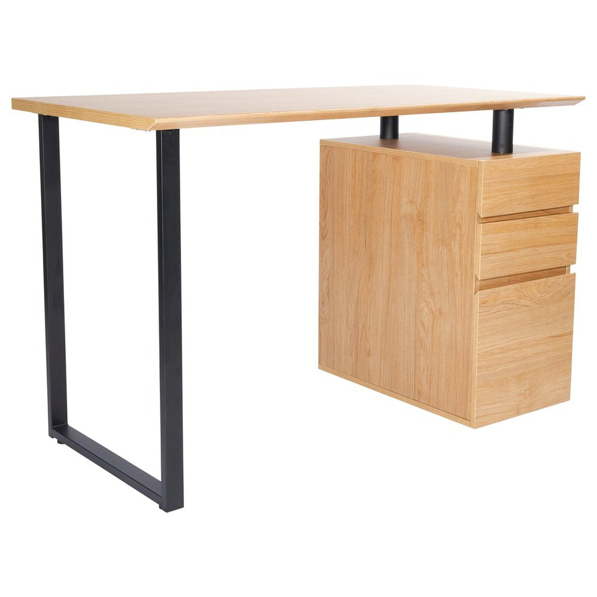 Techni Mobili Computer Desk with Storage and File Cabinet, Pine Techni Mobili