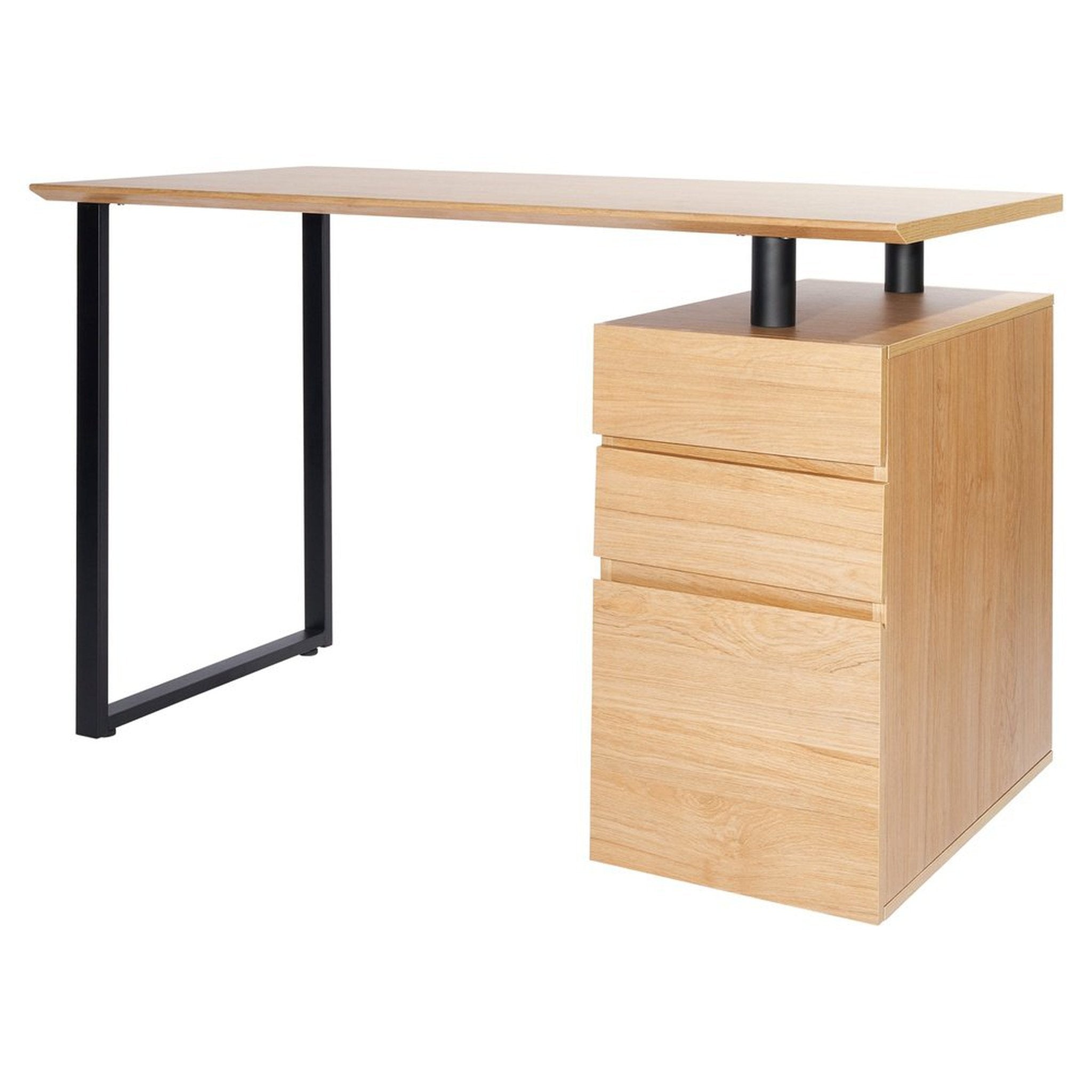 Techni Mobili Computer Desk with Storage and File Cabinet, Pine Techni Mobili