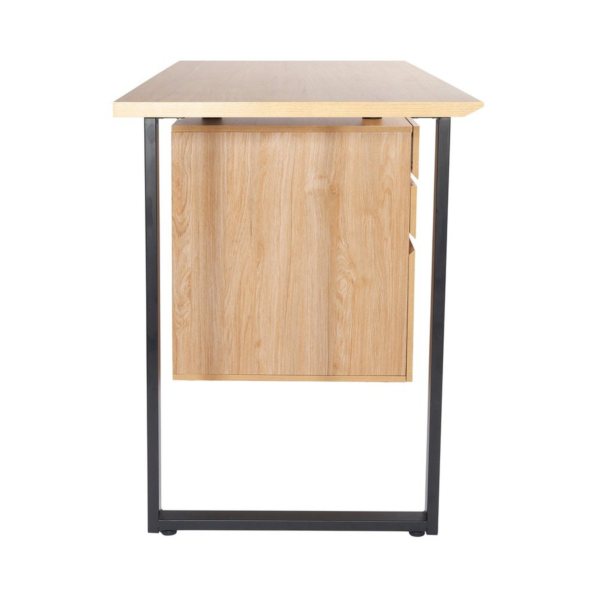 Techni Mobili Computer Desk with Storage and File Cabinet, Pine Techni Mobili