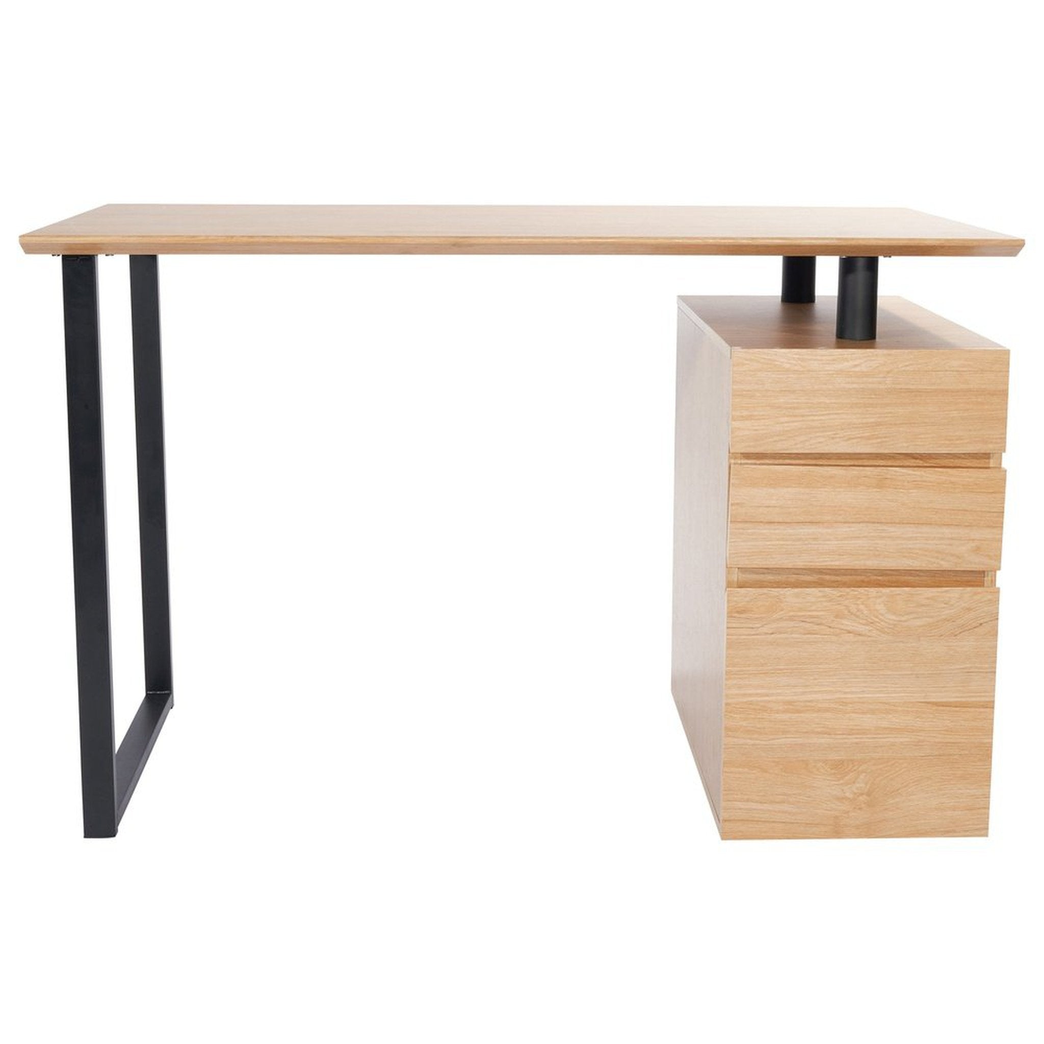 Techni Mobili Computer Desk with Storage and File Cabinet, Pine Techni Mobili