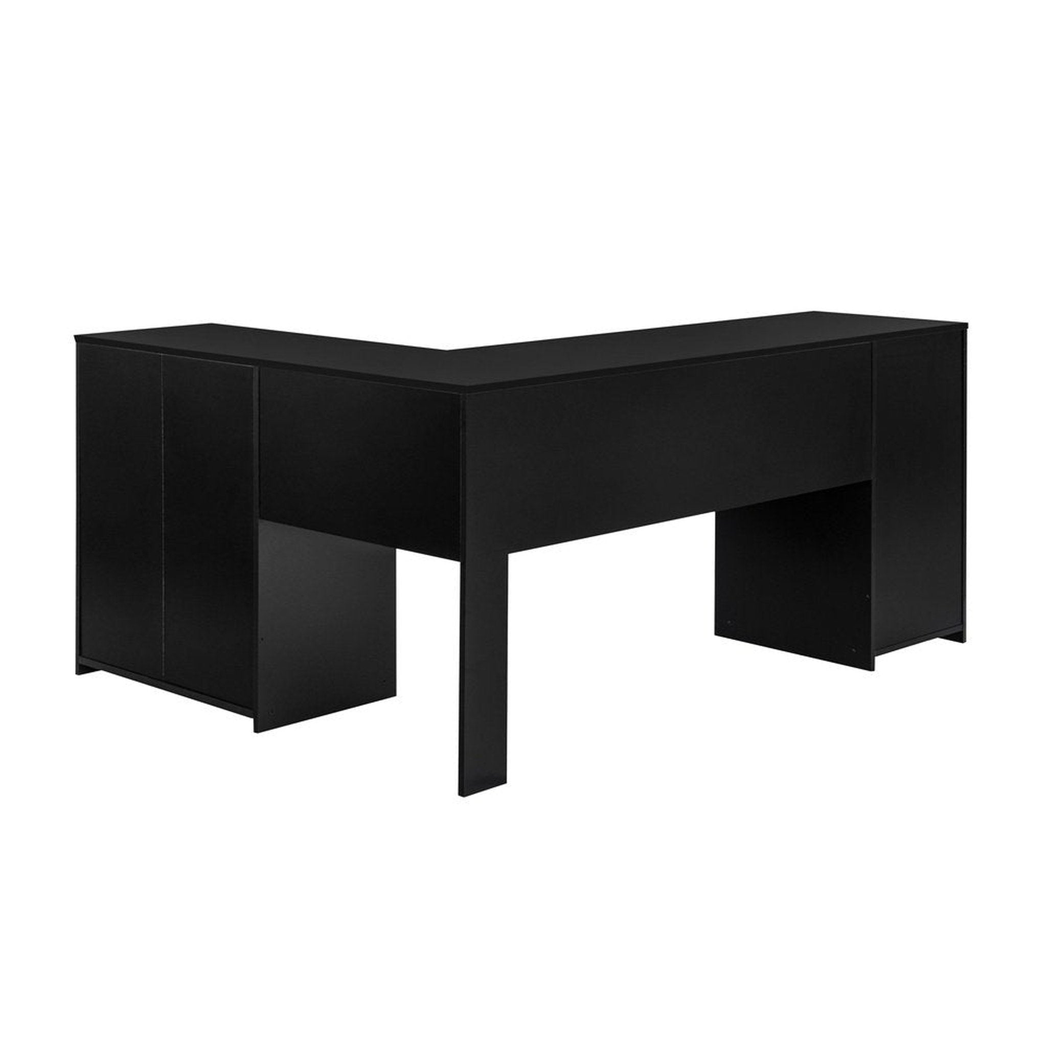 Techni Mobili Corner L-Shape Desk with Storage, Black Techni Mobili