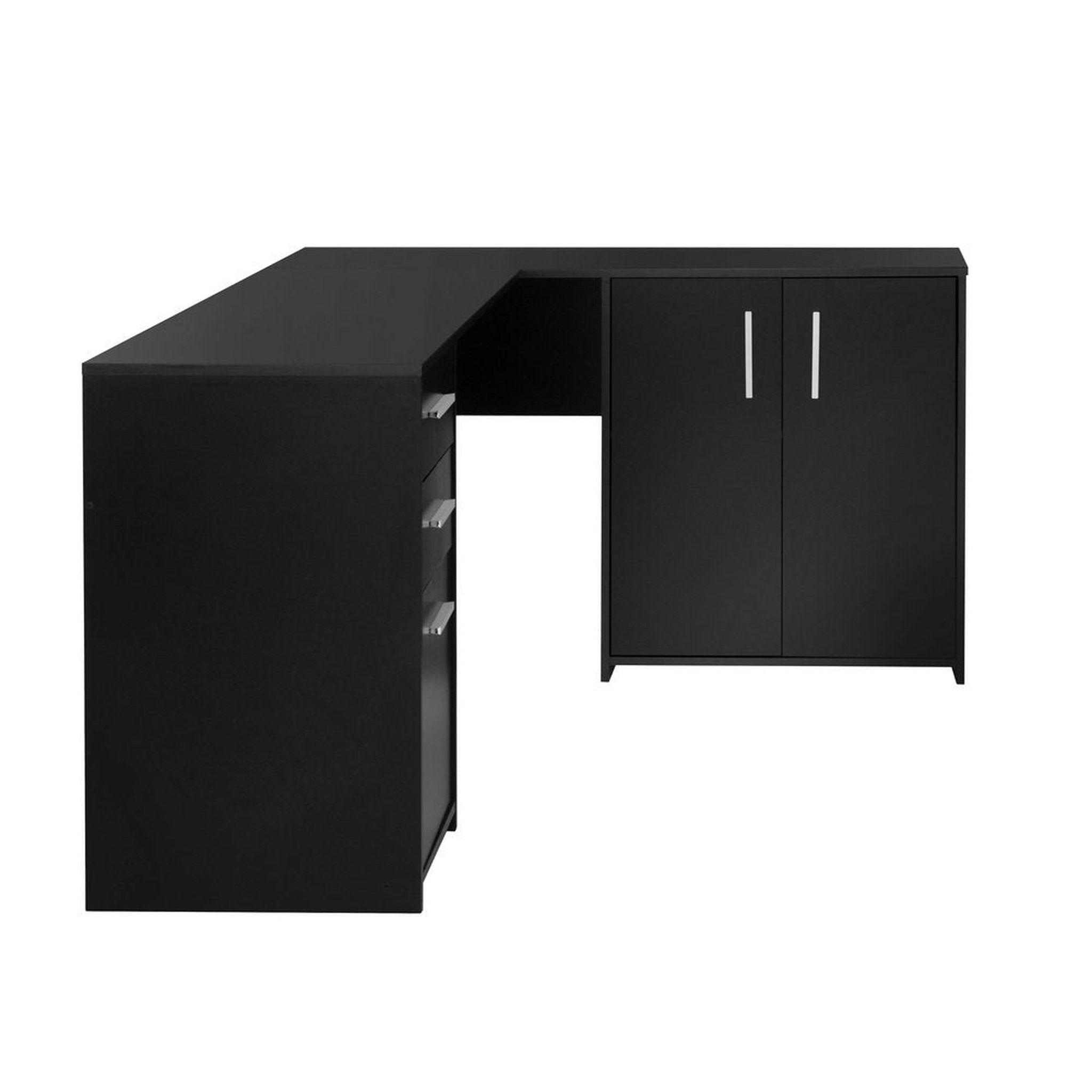 Techni Mobili Corner L-Shape Desk with Storage, Black Techni Mobili