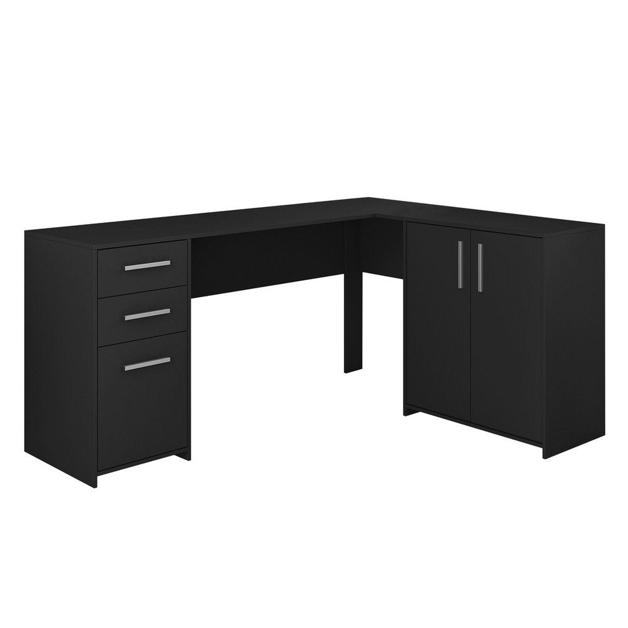 Techni Mobili Corner L-Shape Desk with Storage, Black Techni Mobili