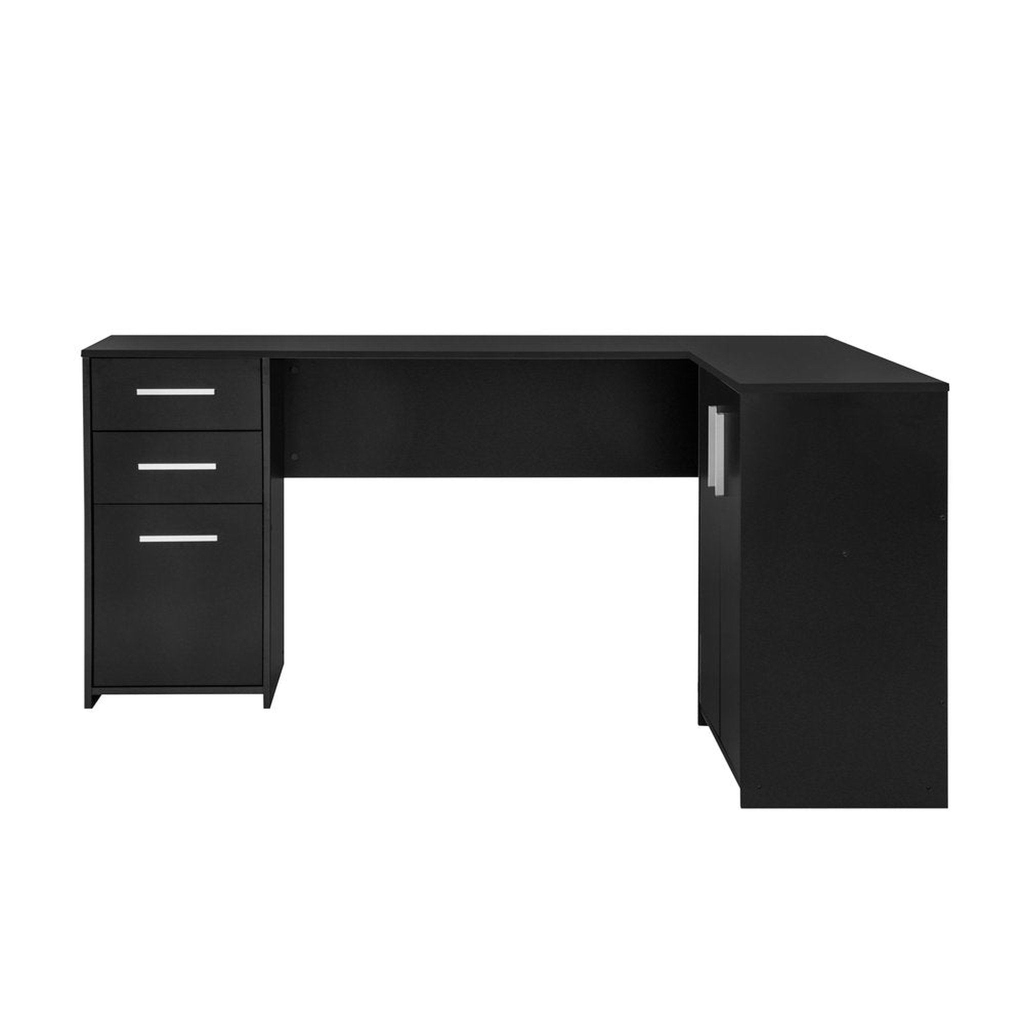 Techni Mobili Corner L-Shape Desk with Storage, Black Techni Mobili