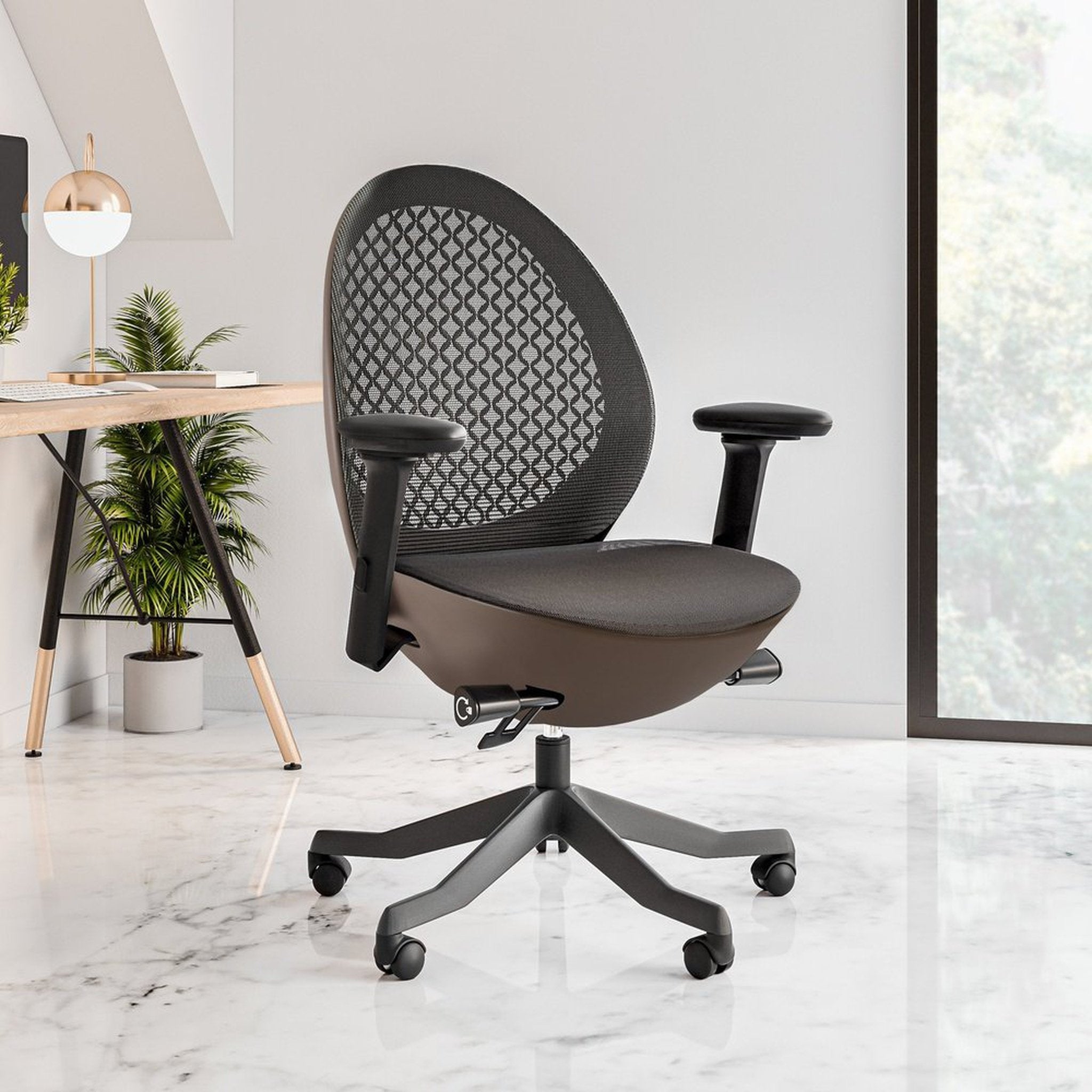 Techni Mobili Deco LUX Executive Office Chair, Taupe Techni Mobili Chairs