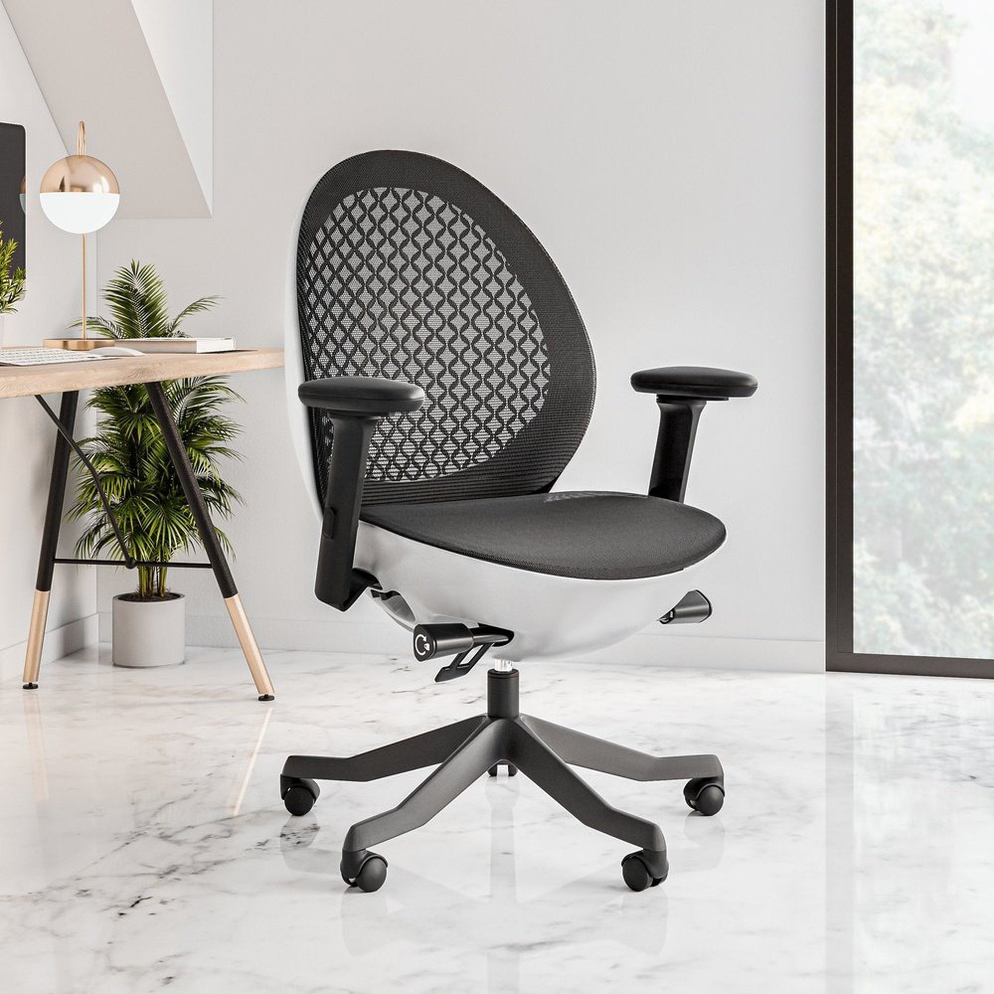 Techni Mobili Deco LUX Executive Office Chair, White Techni Mobili Chairs