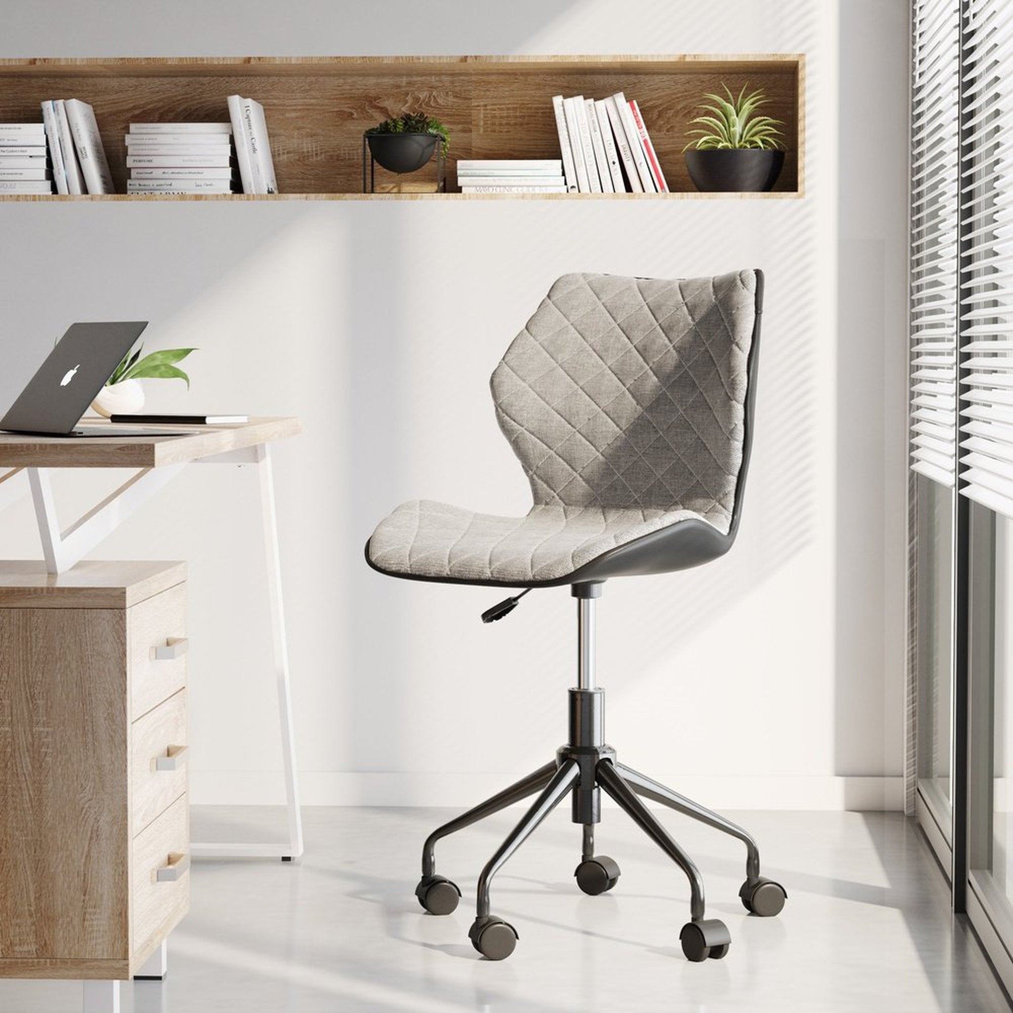Techni Mobili Deluxe Modern Office Armless Task Chair, Grey Techni Mobili Chairs