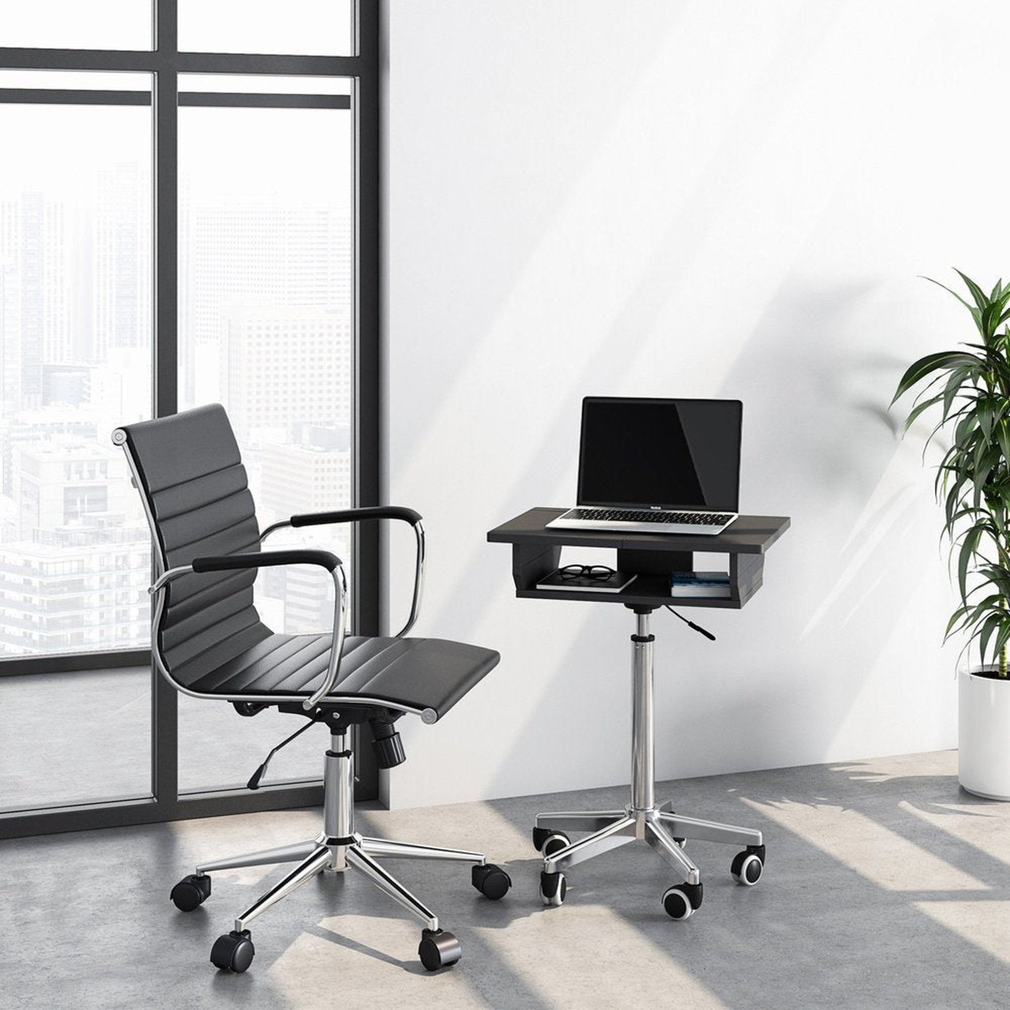 Techni Mobili Folding Table Laptop Cart, Graphite Techni Mobili