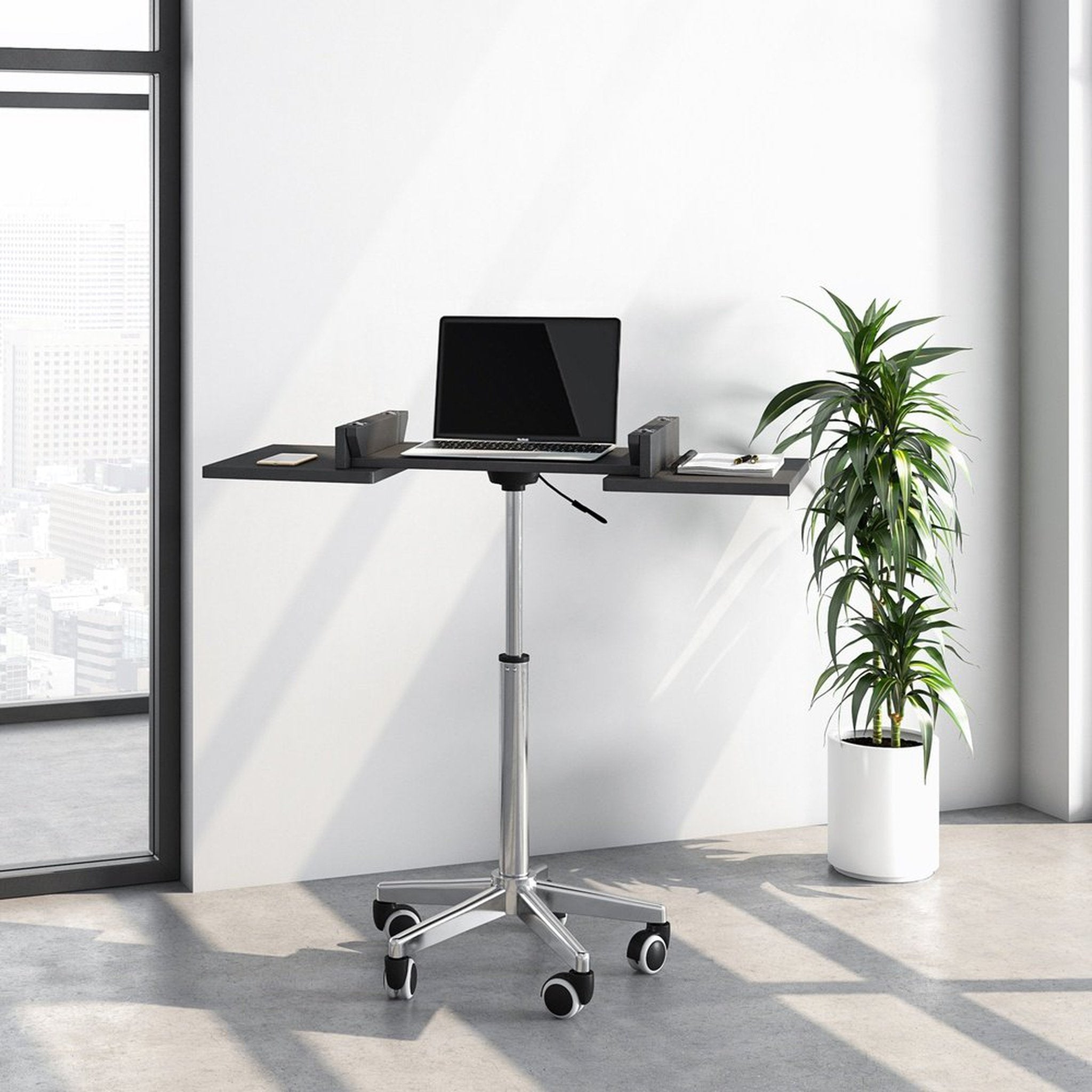 Techni Mobili Folding Table Laptop Cart, Graphite Techni Mobili