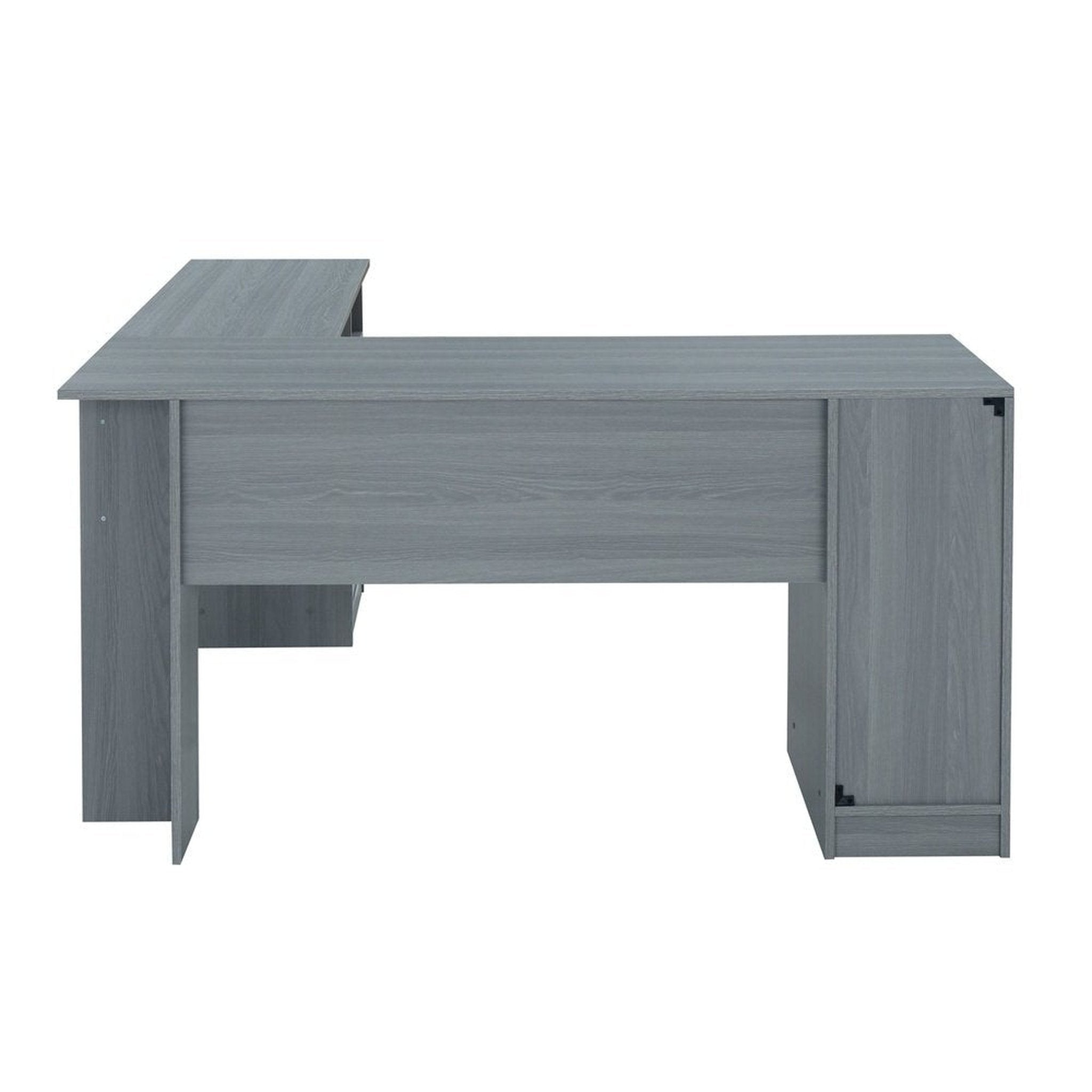 Techni Mobili Functional L-Shape Desk with Storage, Grey Techni Mobili