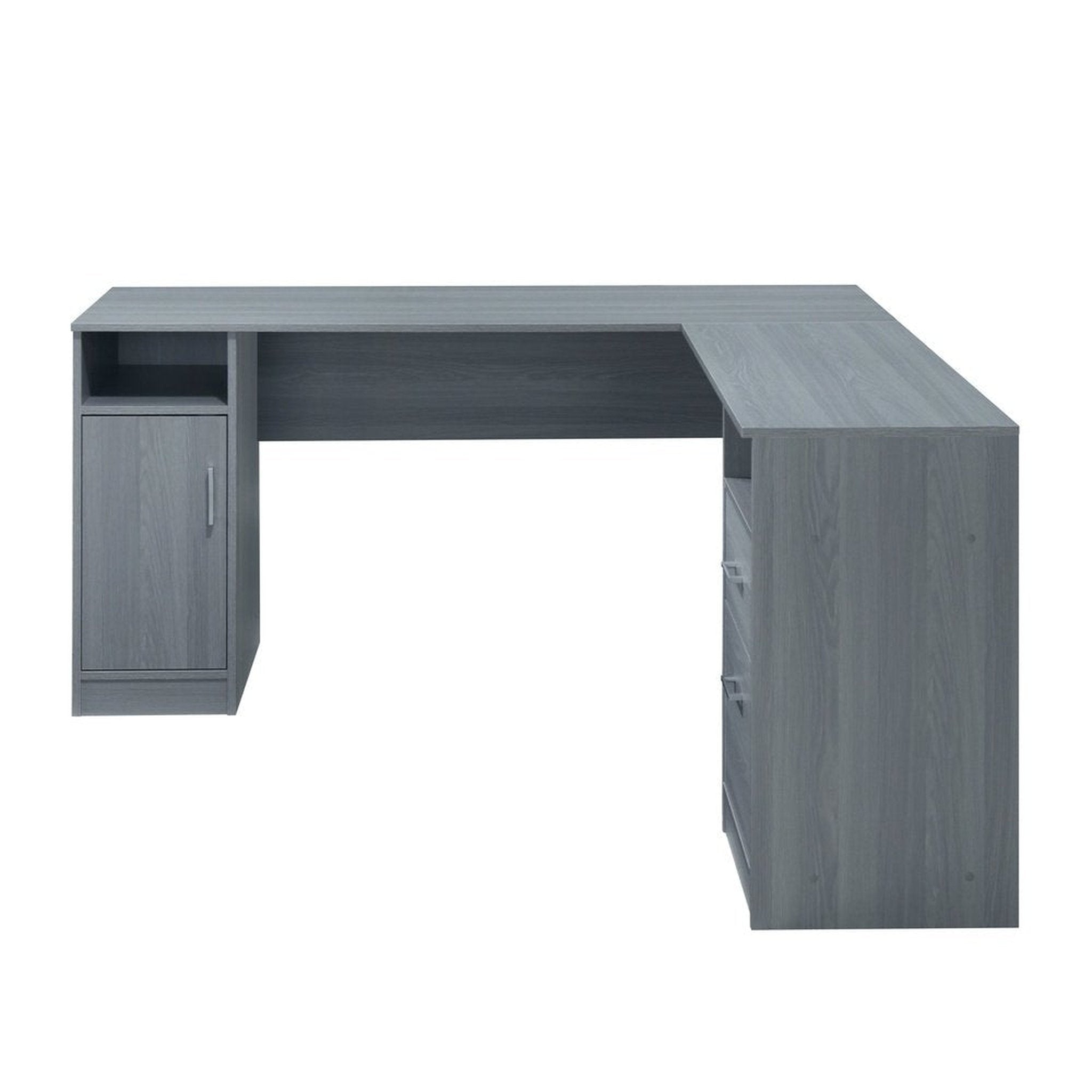 Techni Mobili Functional L-Shape Desk with Storage, Grey Techni Mobili
