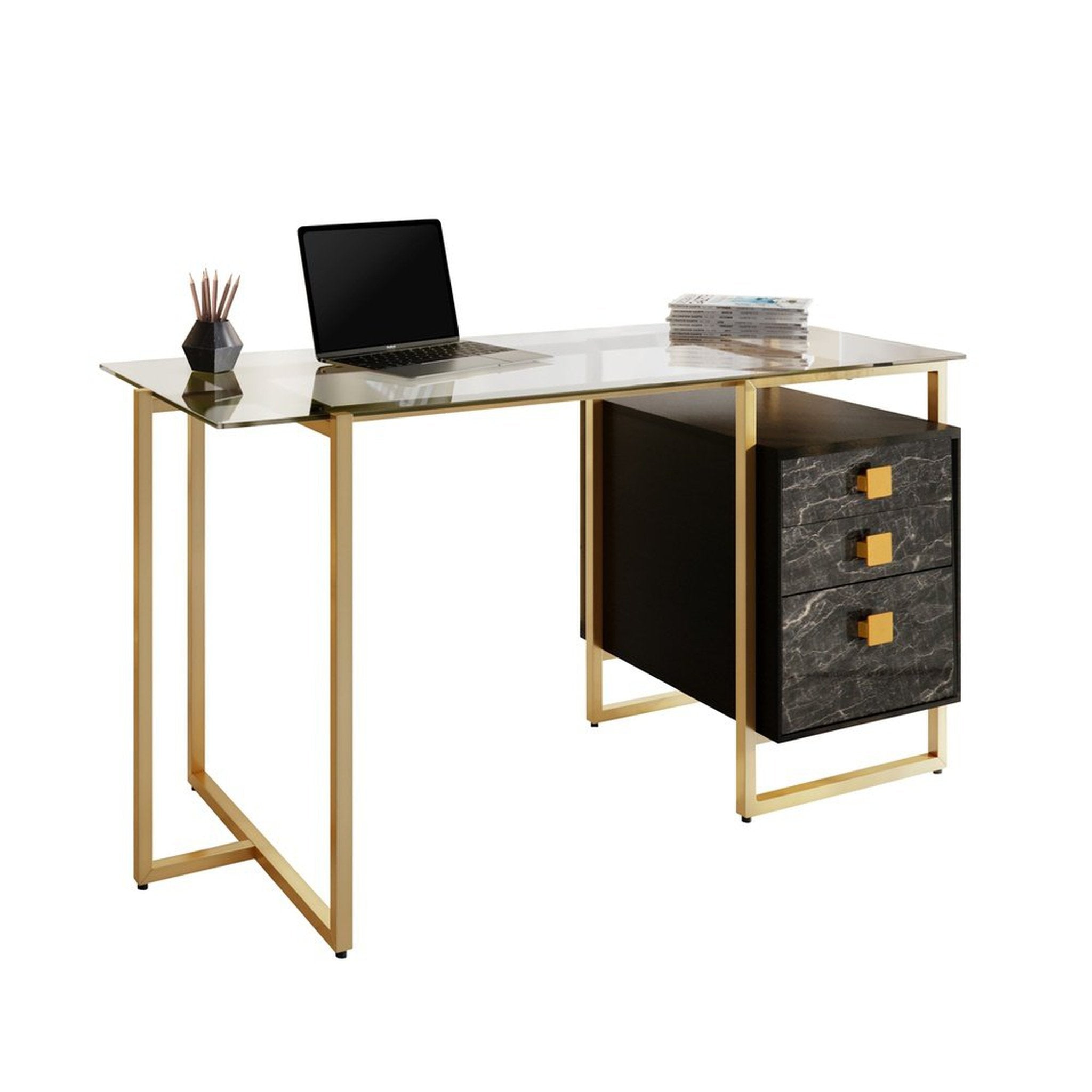 Techni Mobili Gold Computer Desk with Storage Techni Mobili