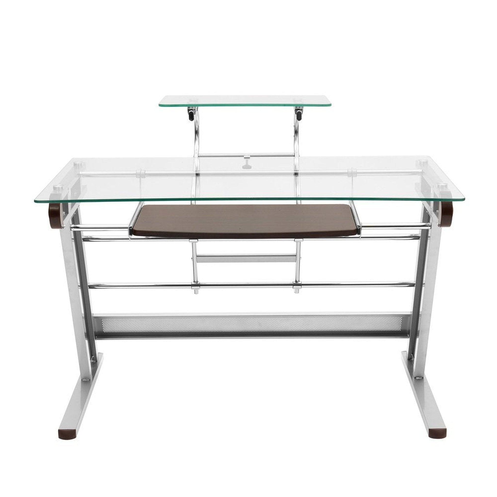Techni Mobili Home Office Workstation with Sturdy Chrome Base, Glass Techni Mobili Desks