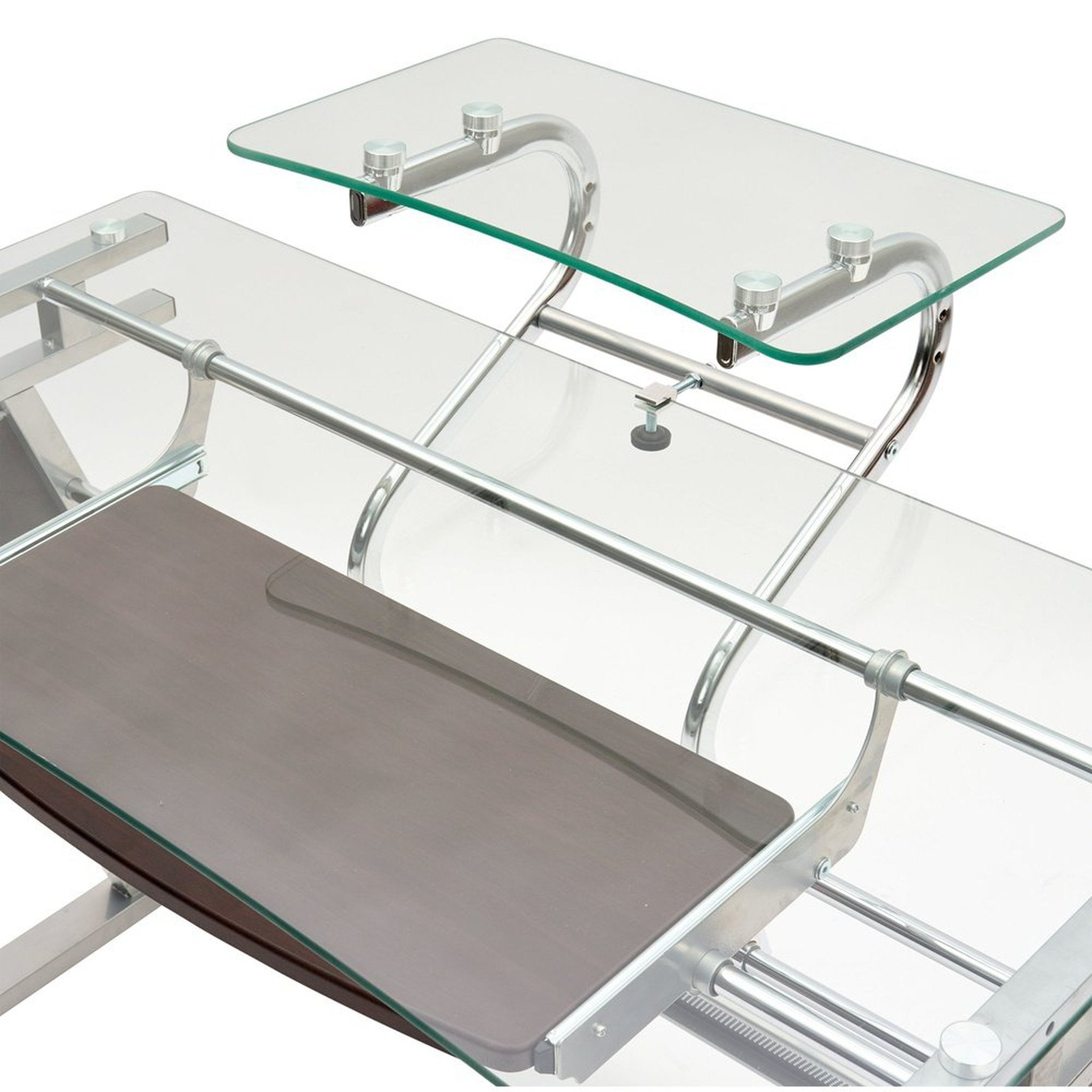 Techni Mobili Home Office Workstation with Sturdy Chrome Base, Glass Techni Mobili Desks