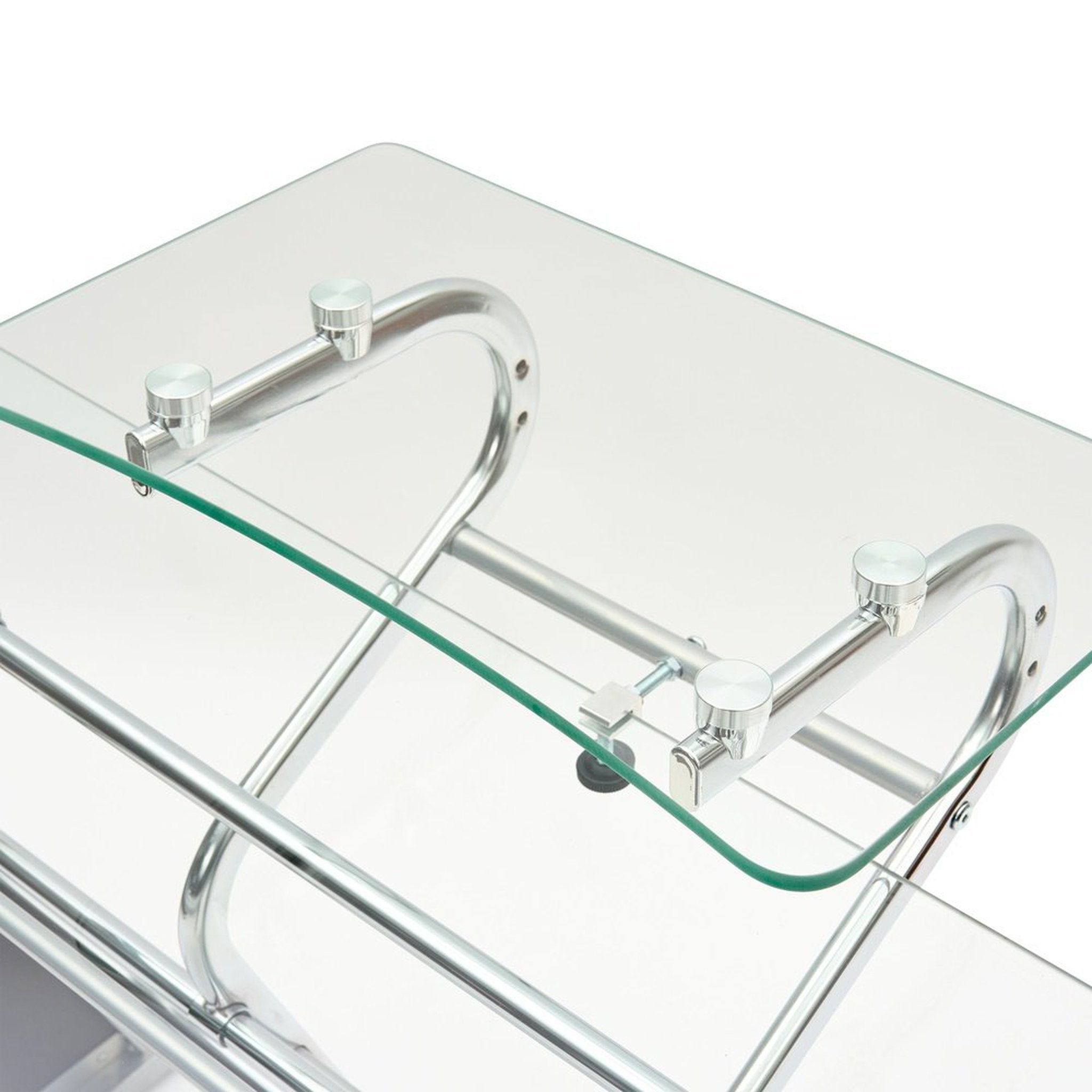 Techni Mobili Home Office Workstation with Sturdy Chrome Base, Glass Techni Mobili Desks