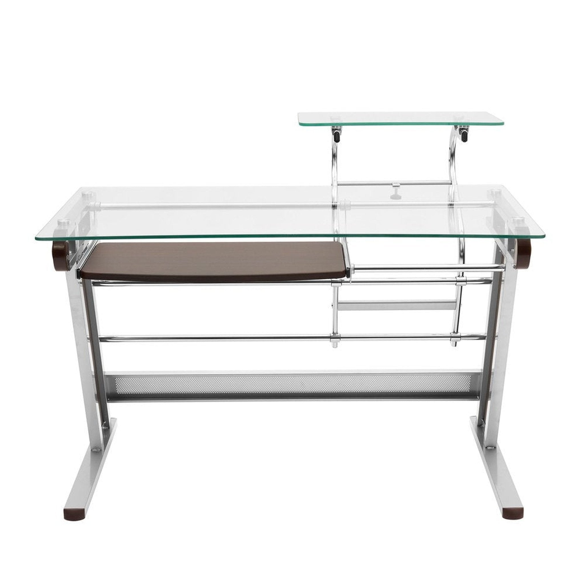 Techni Mobili Home Office Workstation with Sturdy Chrome Base, Glass Techni Mobili Desks