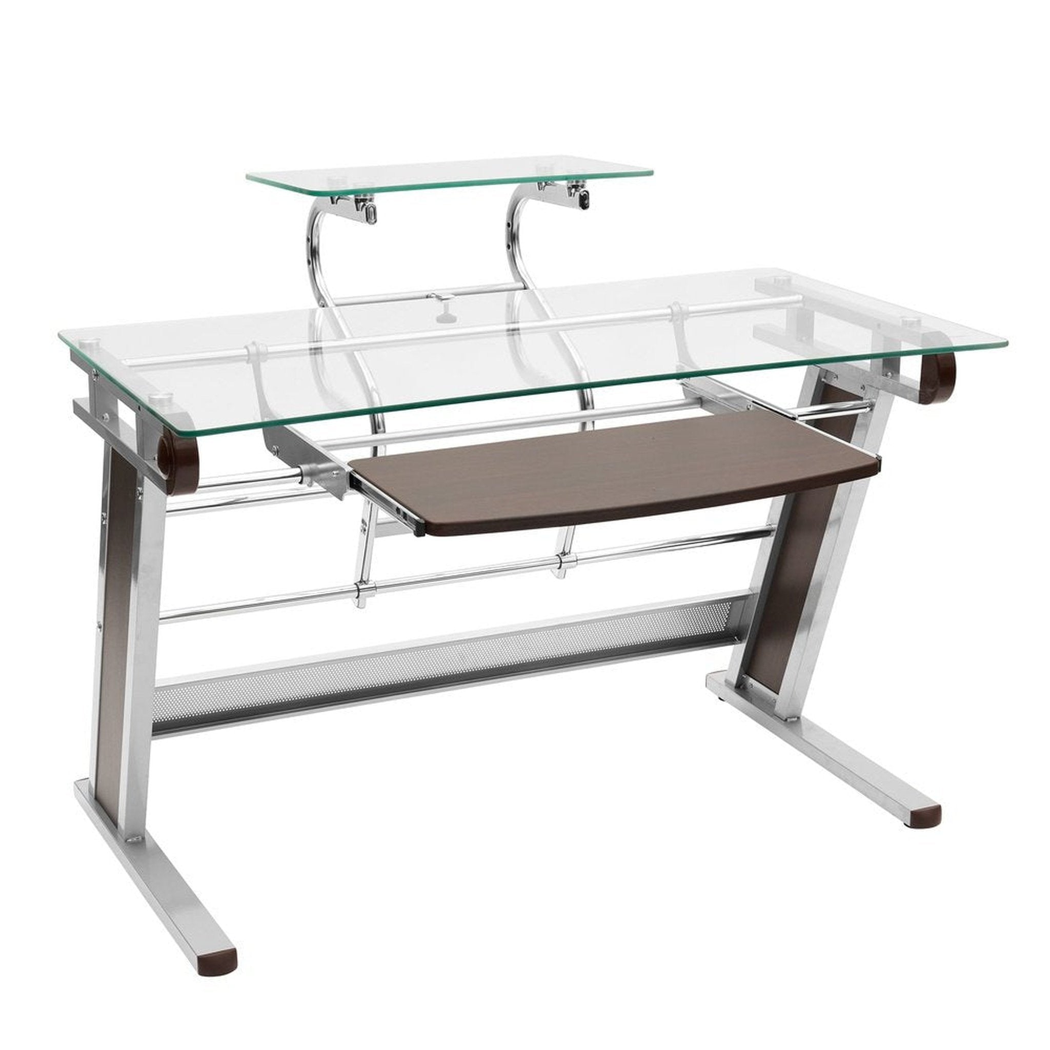 Techni Mobili Home Office Workstation with Sturdy Chrome Base, Glass Techni Mobili Desks